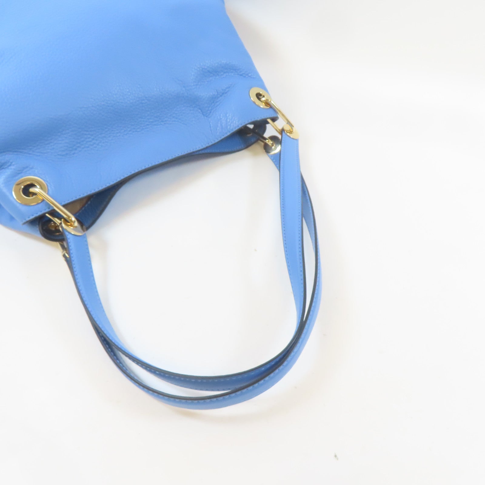 Michael Kors 【激減優惠】牛皮皮革Raven金扣肩背袋淺藍色
