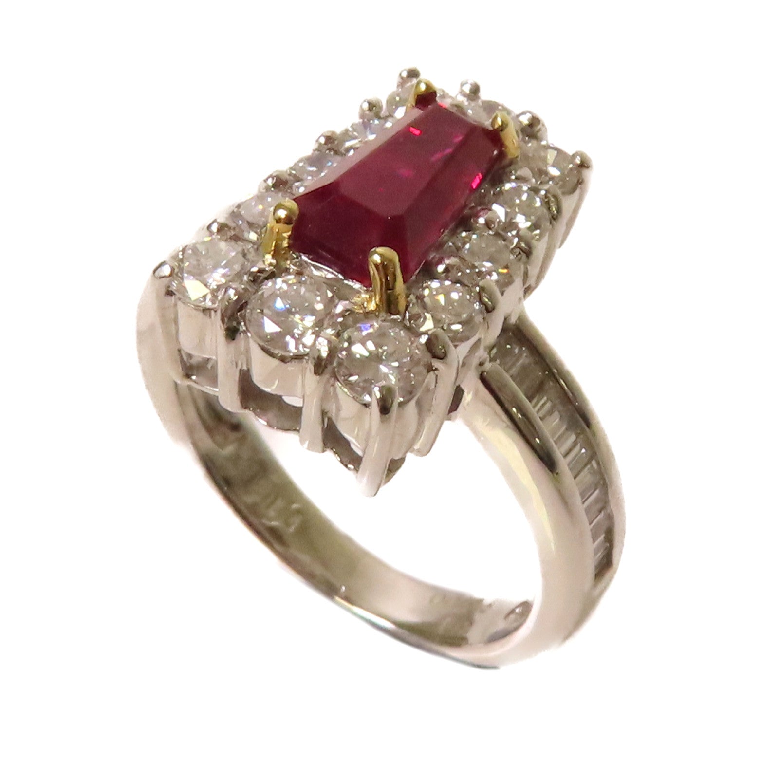 JEWELRY 【激減優惠】PT900鉑金/18K黃金/1.58ct紅寶石/1.38ct鑽石Ruby Ring戒指US#6.25