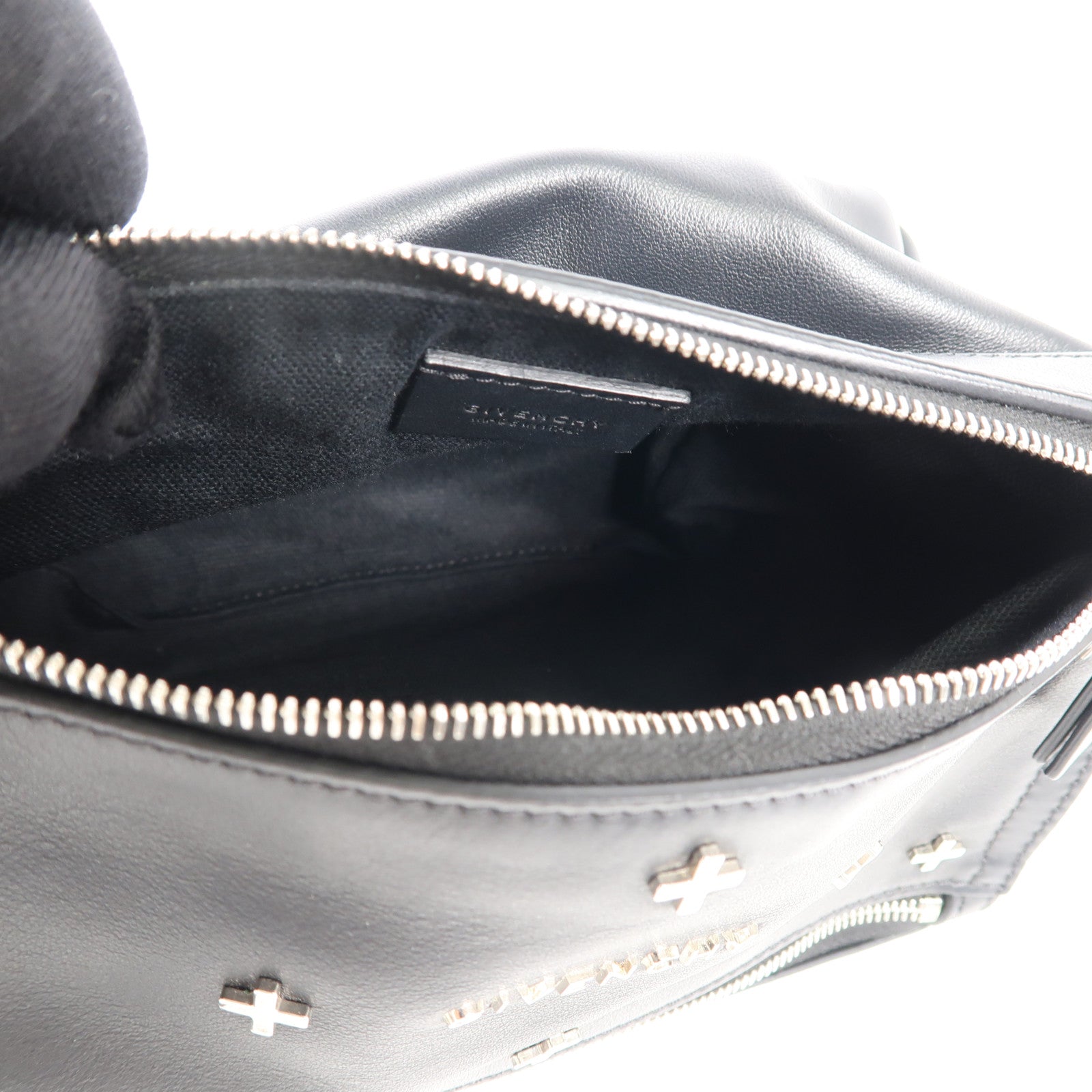 GIVENCHY 牛皮皮革Pandora銀扣鏈帶肩背袋