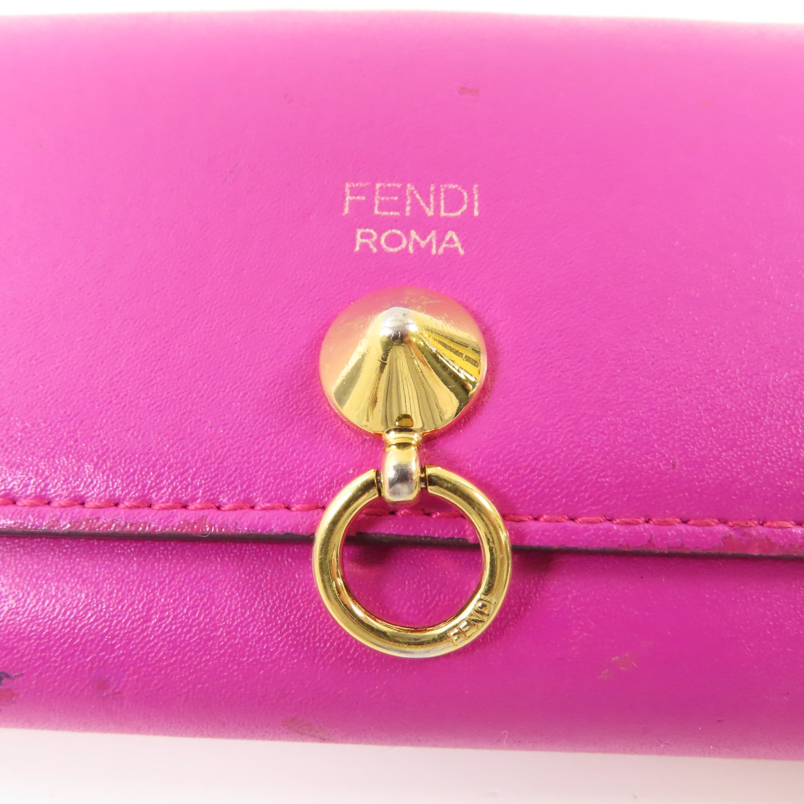 FENDI 【激減優惠】牛皮皮革Long Wallet金扣長錢包