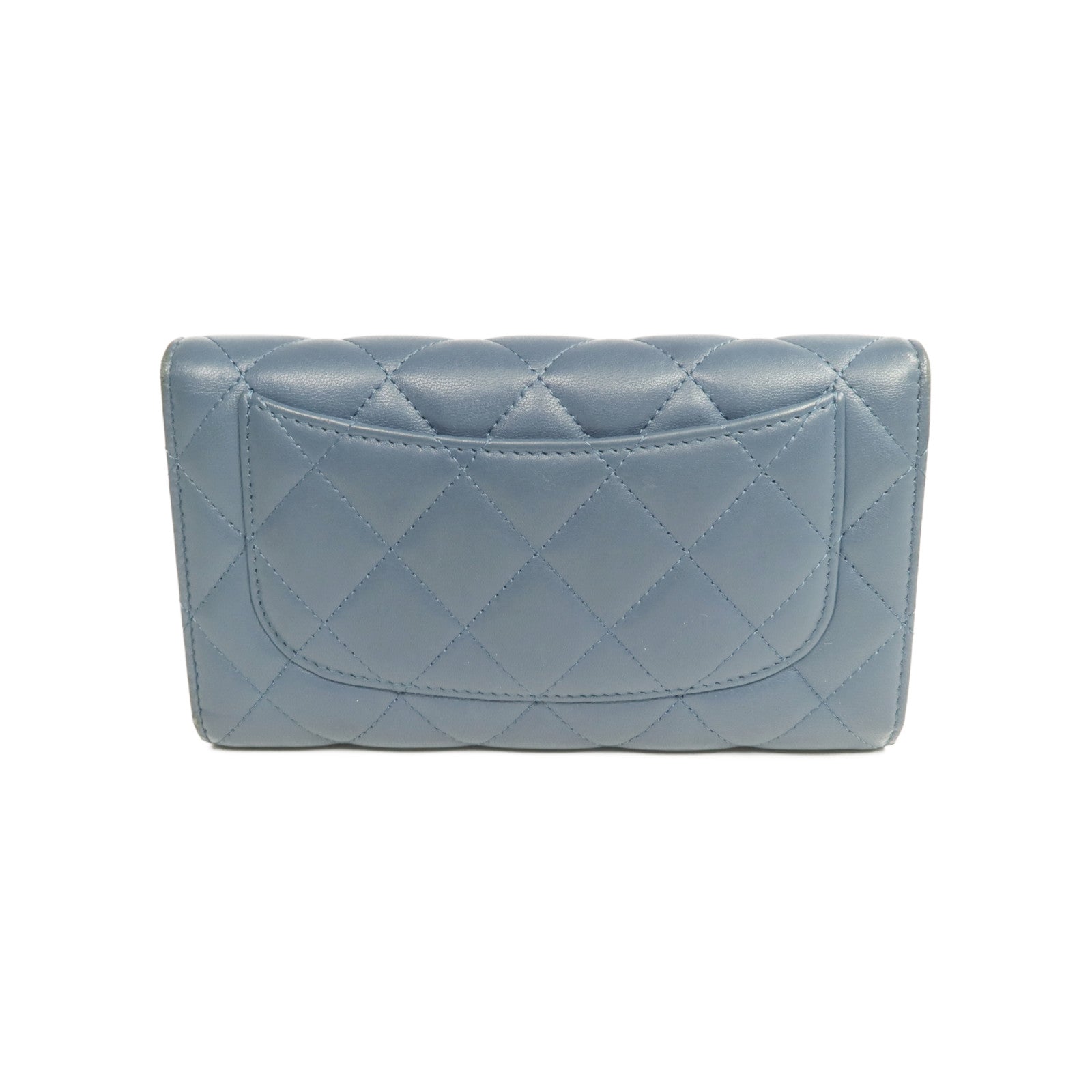 CHANEL 羊皮皮革Long Wallet銀扣長錢包