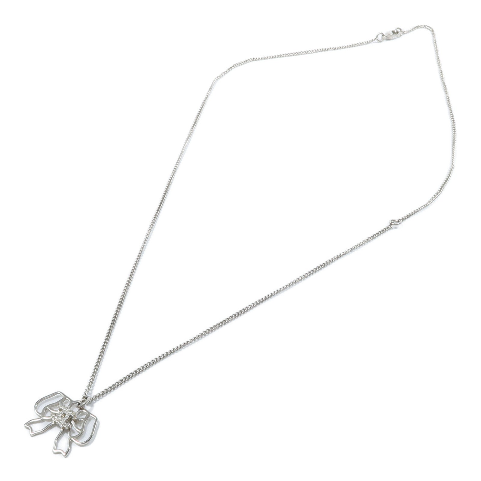 CHANEL 金屬Crystal CC Open Bow Necklace項鍊