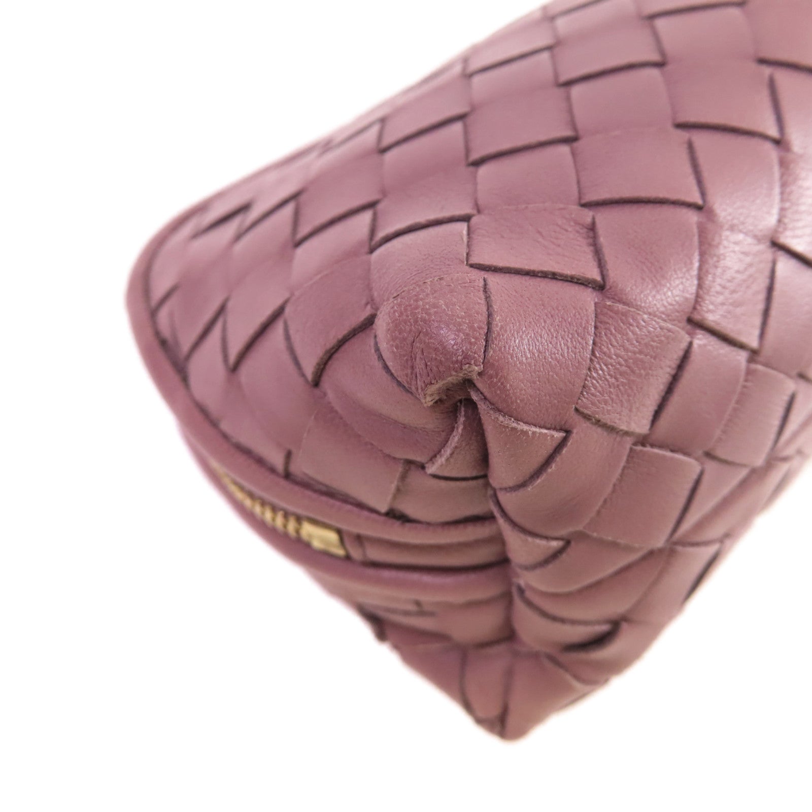 BOTTEGA VENETA 【激減優惠】織紋皮革Pouch金扣手拿包紫色