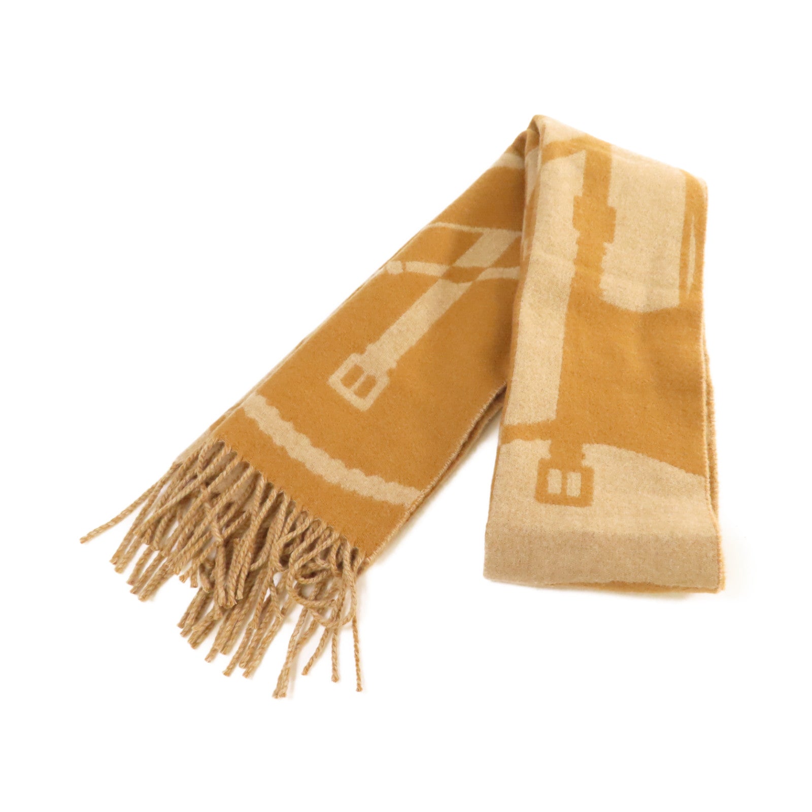 HERMES 【激減優惠】羊絨Scarf圍巾啡色/杏色