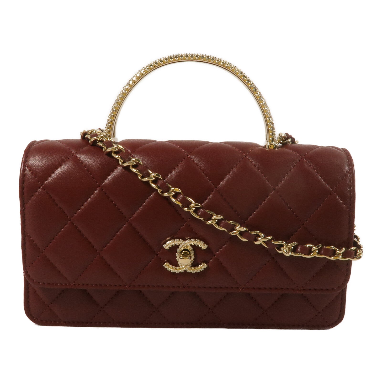 CHANEL 羊皮皮革Wallet On Chain With Top Handle鏈帶手挽肩背兩用袋