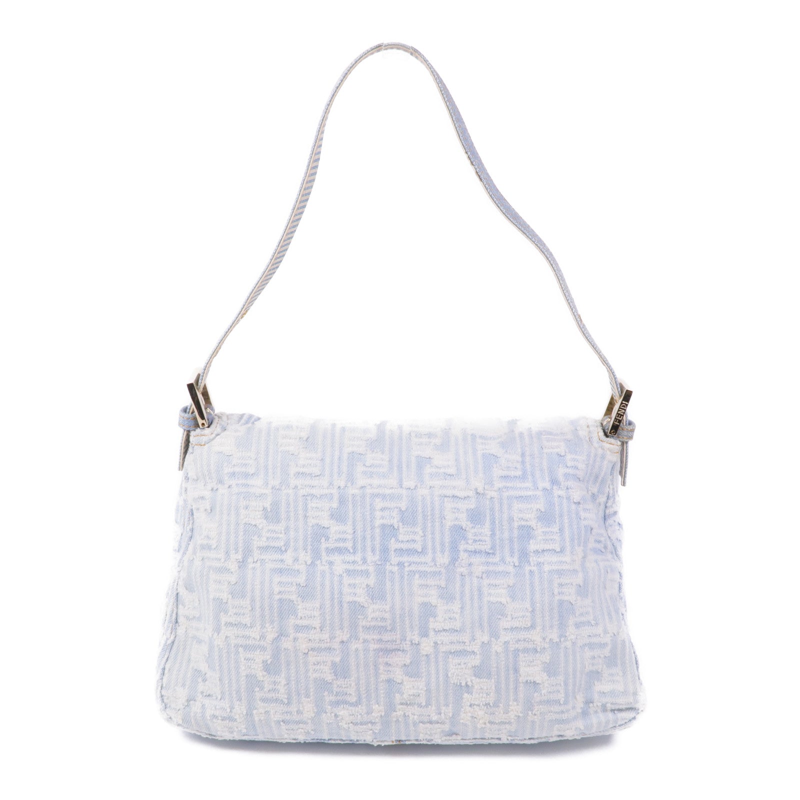 FENDI 牛仔布Shoulder Bag金扣肩背袋