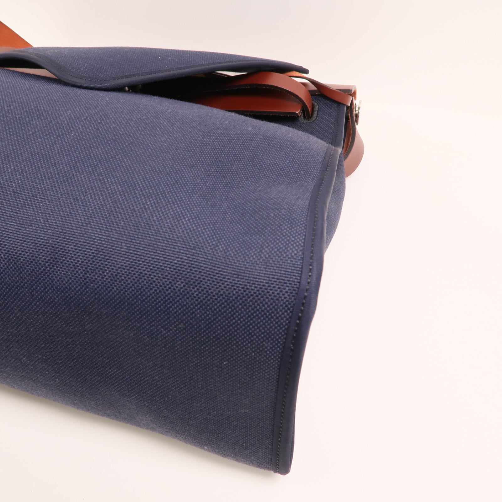 HERMES 帆布Herbag GM銀扣手挽肩背兩用袋