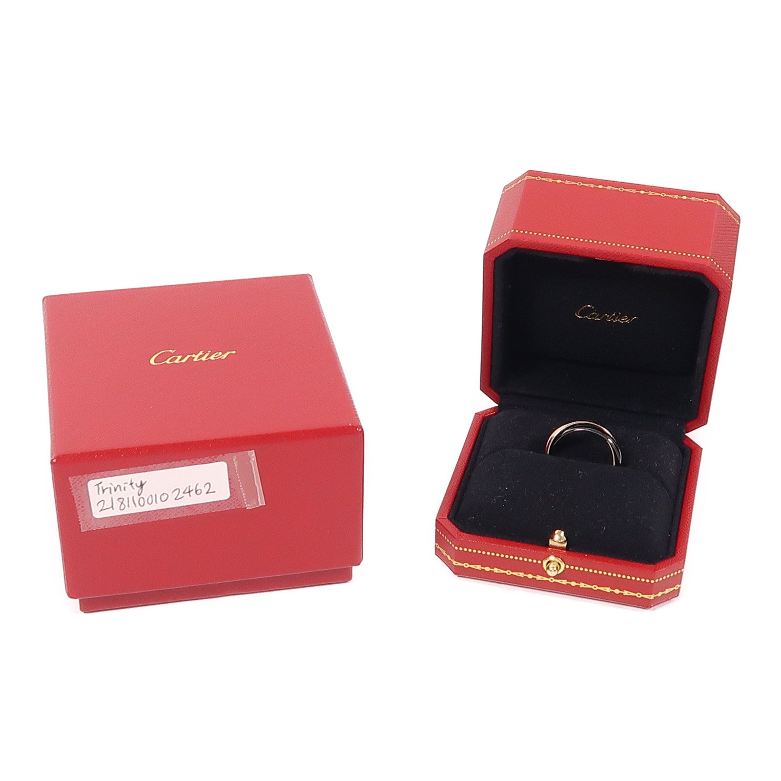 CARTIER 18K白金/陶瓷Trinity戒指US#7.25