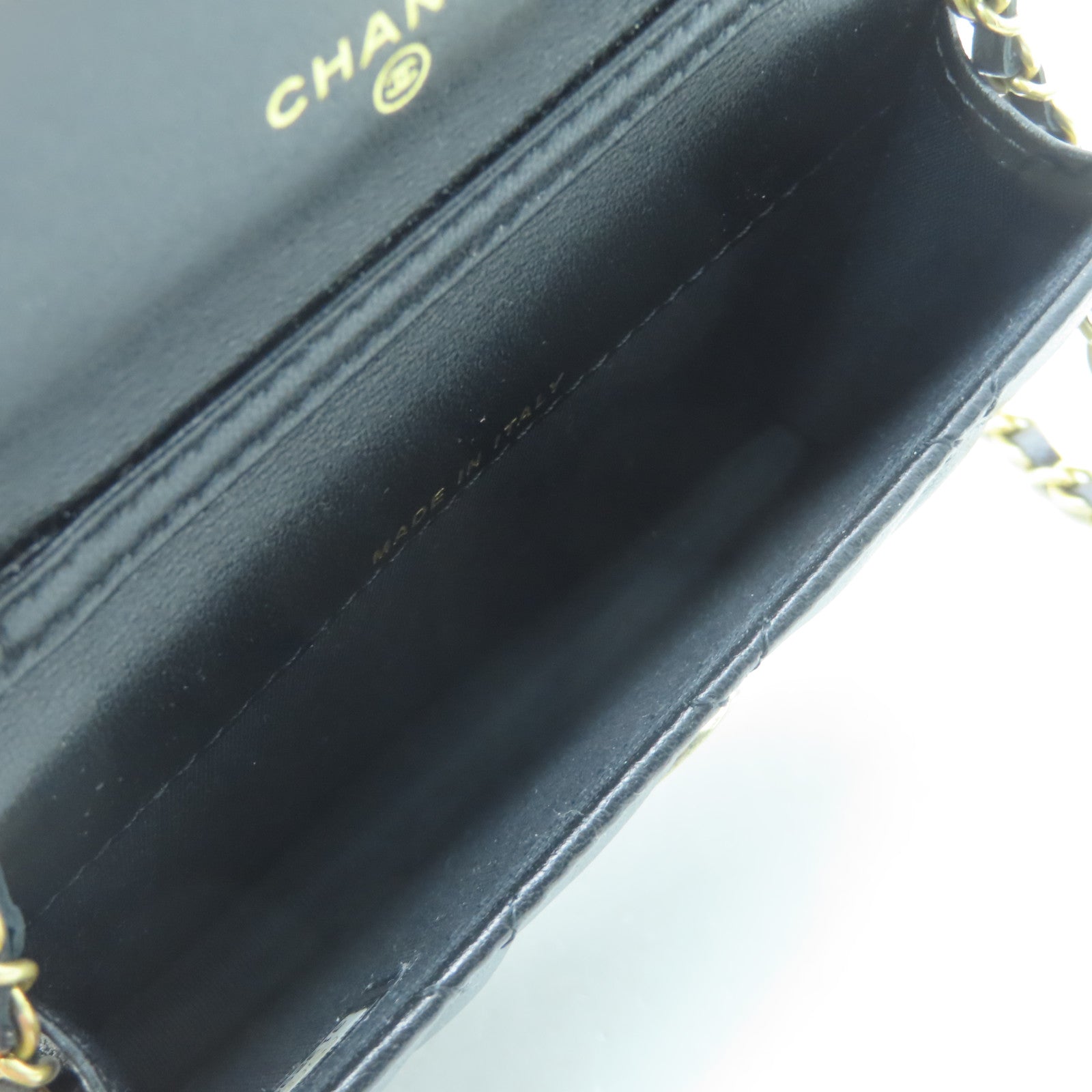 CHANEL rhombic sheepskin leather Chain Shoulder Bag gold buckle chain shoulder bag black