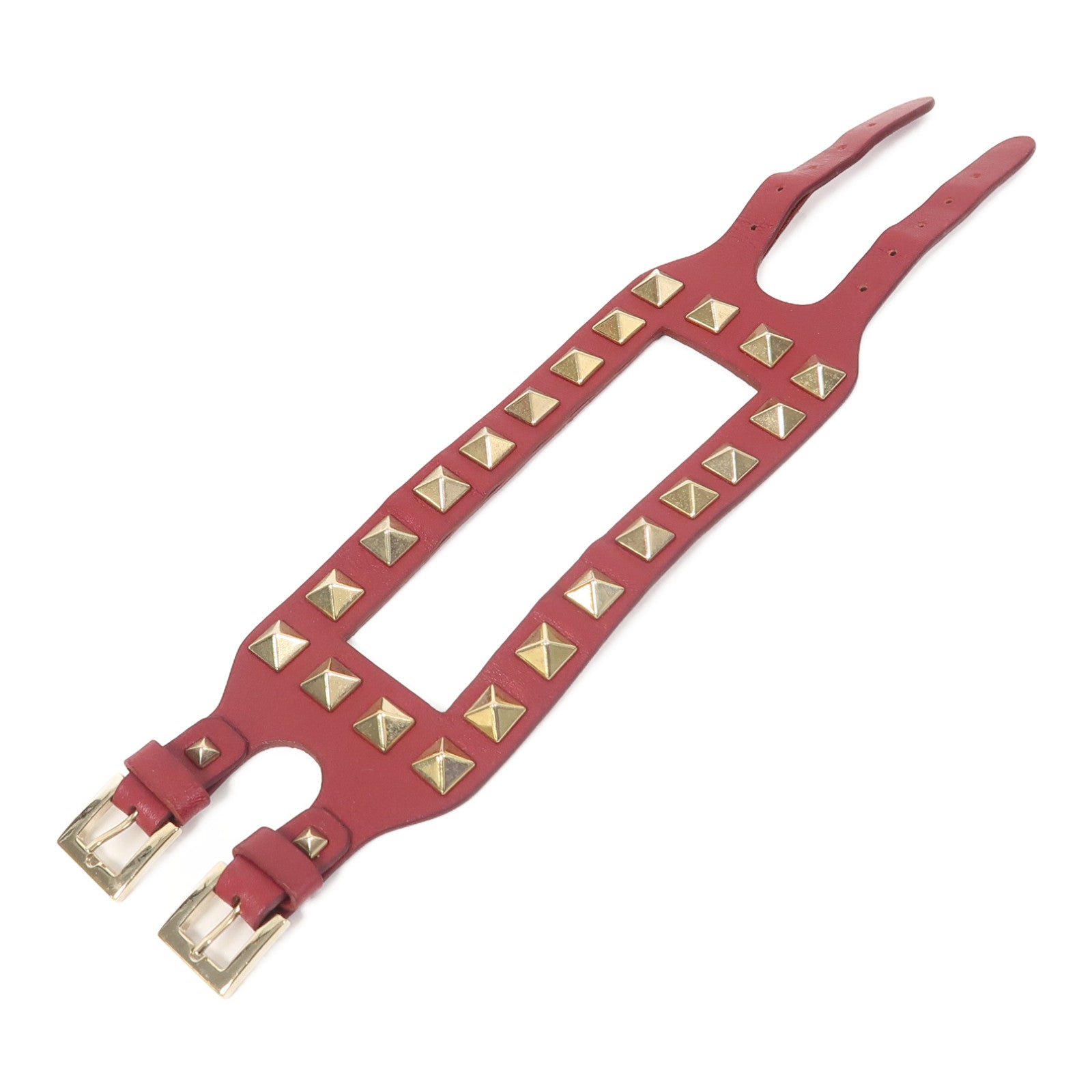 Valentino 【激減優惠】羊皮皮革Bracelet手鐲紅色