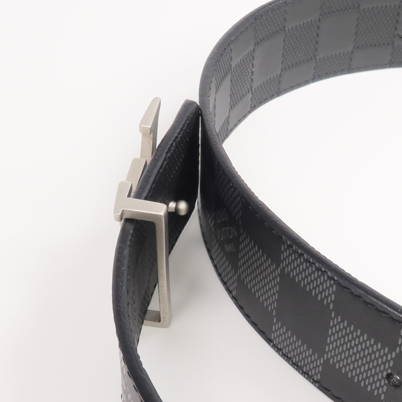 LOUIS VUITTON Damier Infini Belt銀扣皮帶