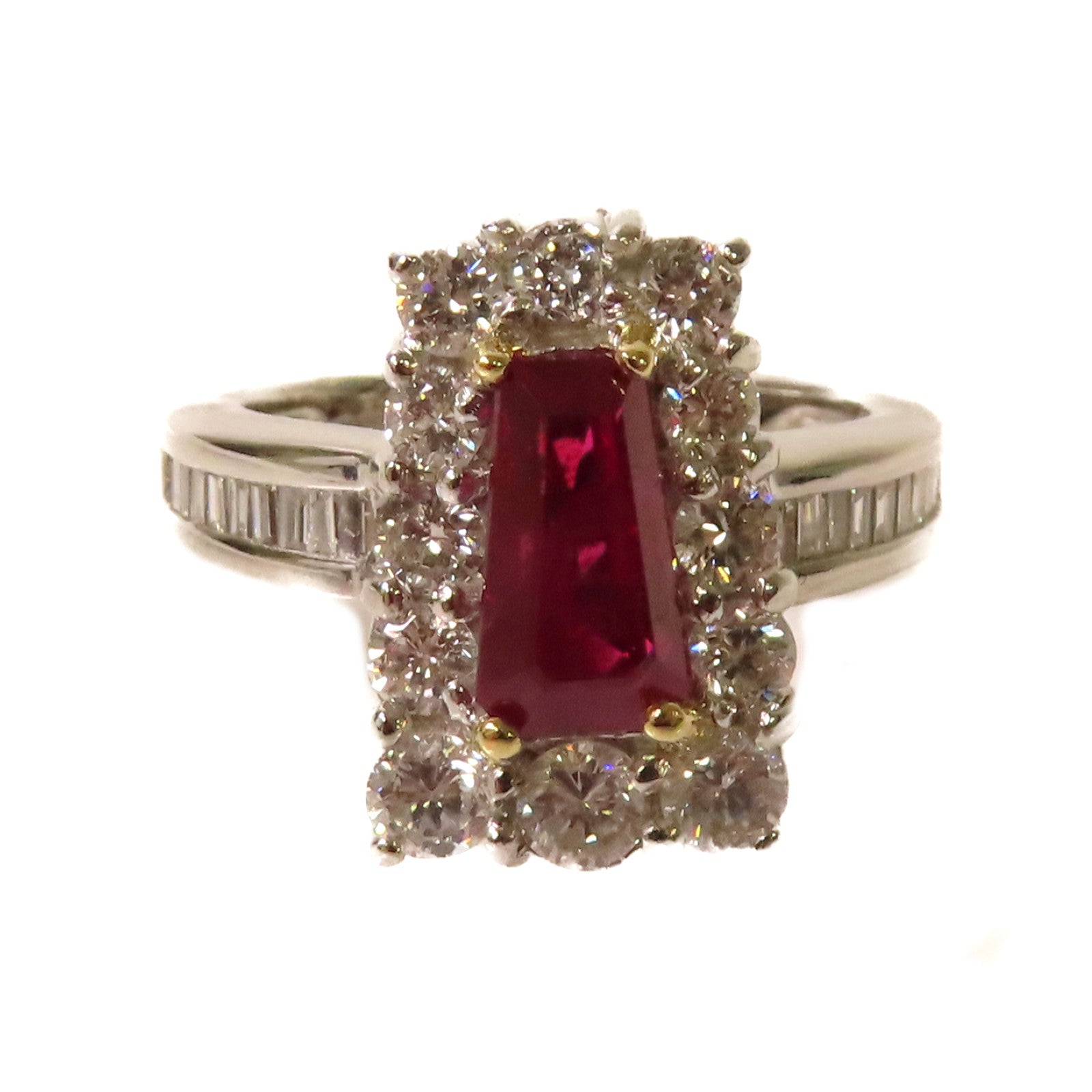 JEWELRY 【激減優惠】PT900鉑金/18K黃金/1.58ct紅寶石/1.38ct鑽石Ruby Ring戒指US#6.25