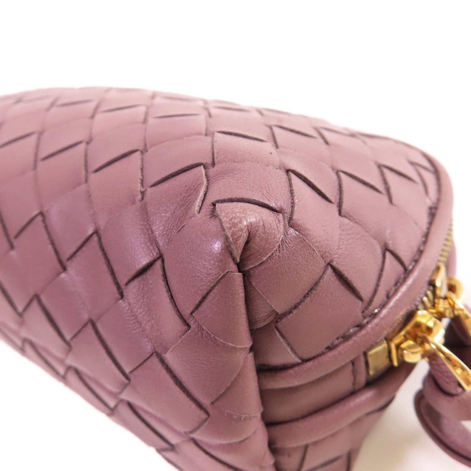 BOTTEGA VENETA 【激減優惠】織紋皮革Pouch金扣手拿包紫色