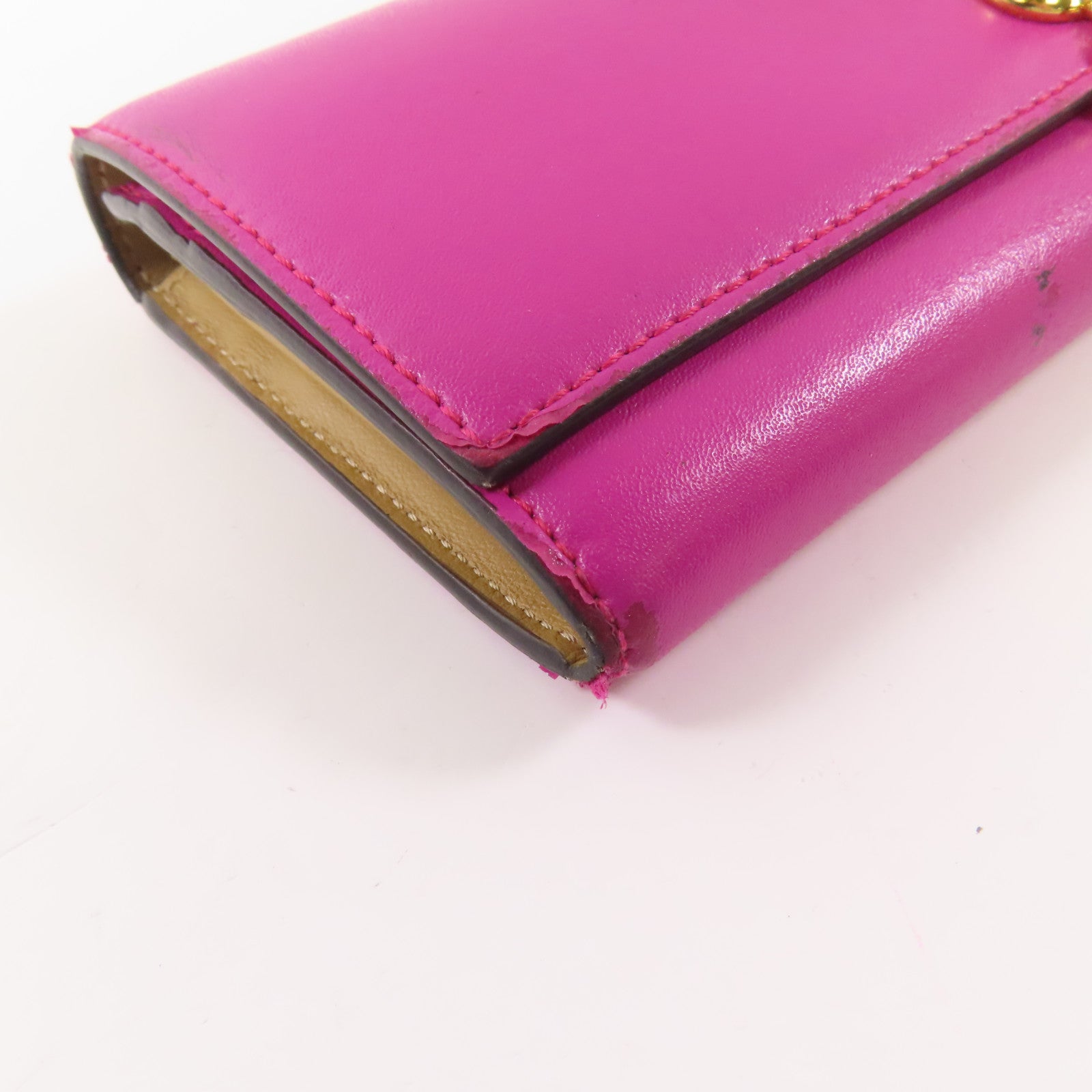 FENDI 【激減優惠】牛皮皮革Long Wallet金扣長錢包