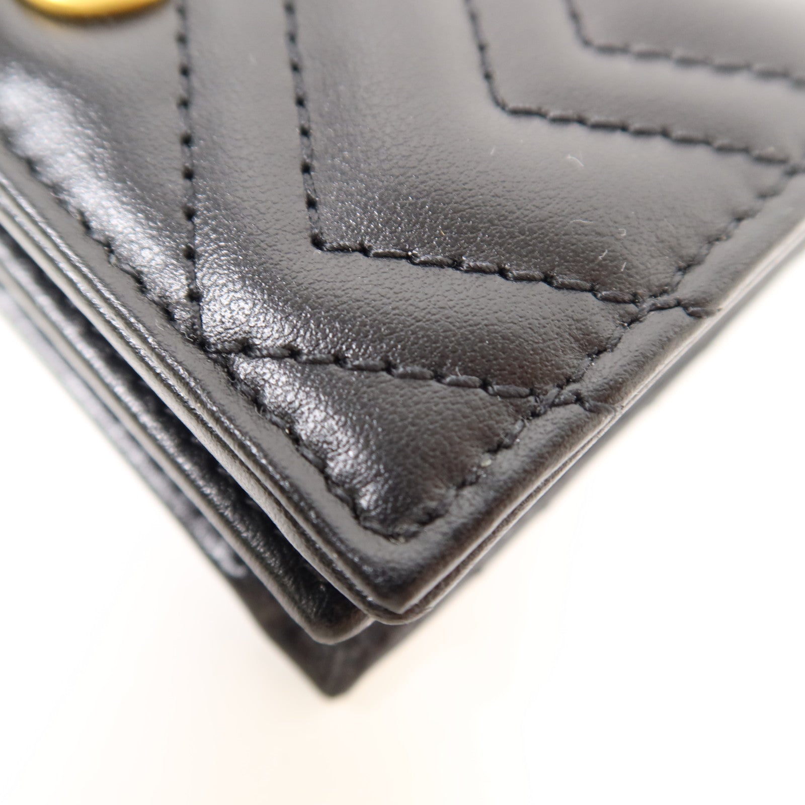 GUCCI Chevron皮革GG Marmont Small Wallet金扣錢包