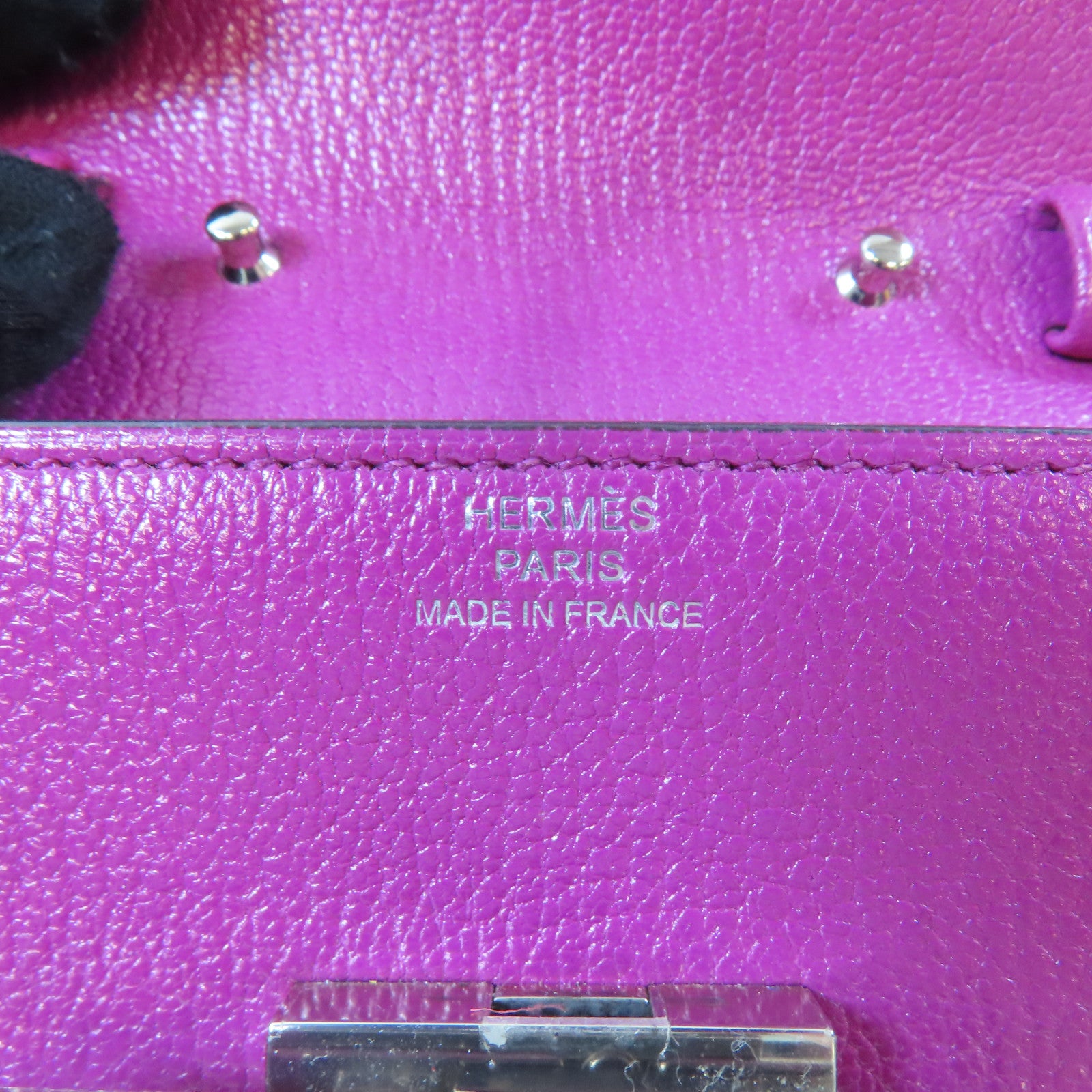 HERMES 【激減優惠】Chevre皮革Cinhetic To Go Wallet銀扣肩背袋粉紅色