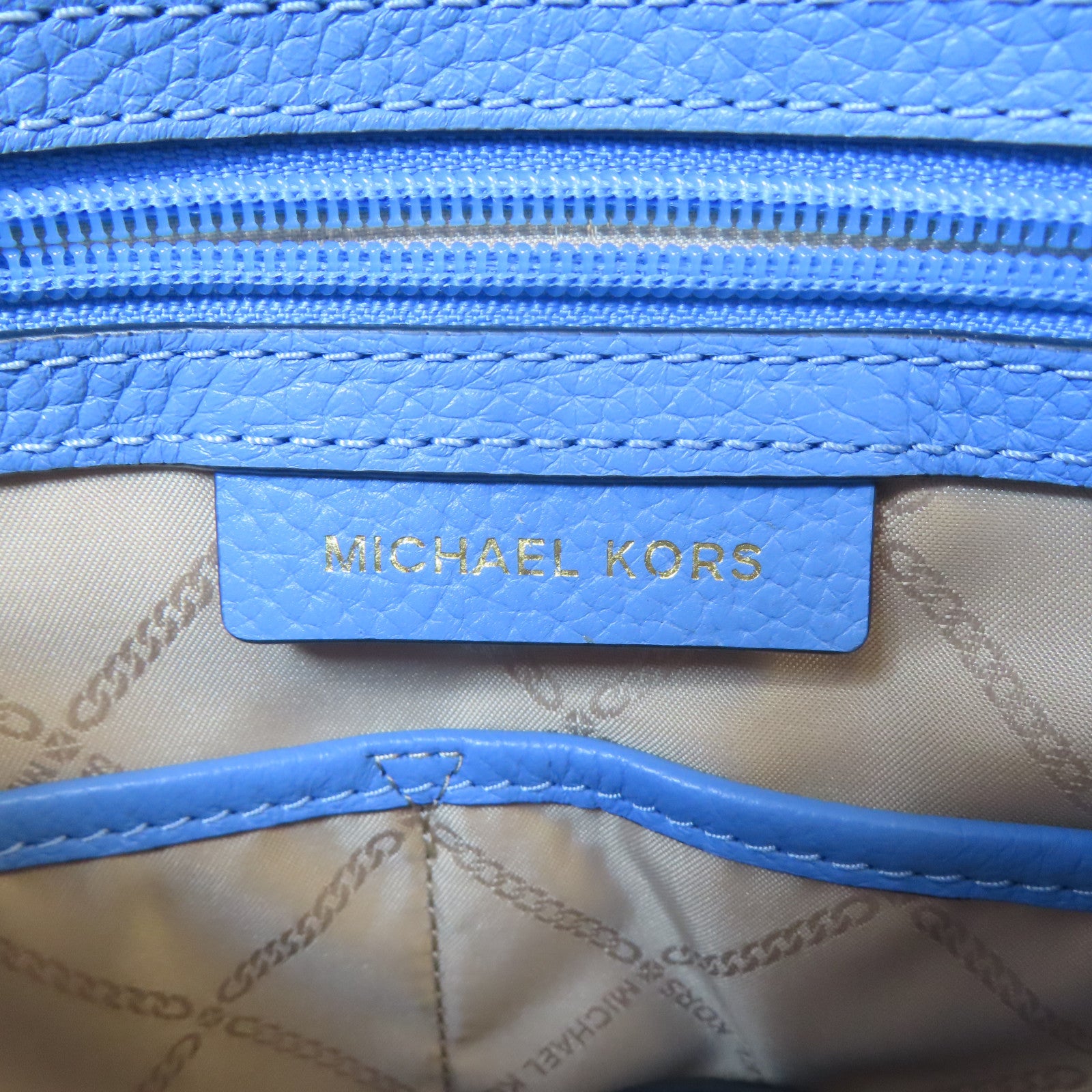 Michael Kors 【激減優惠】牛皮皮革Raven金扣肩背袋淺藍色