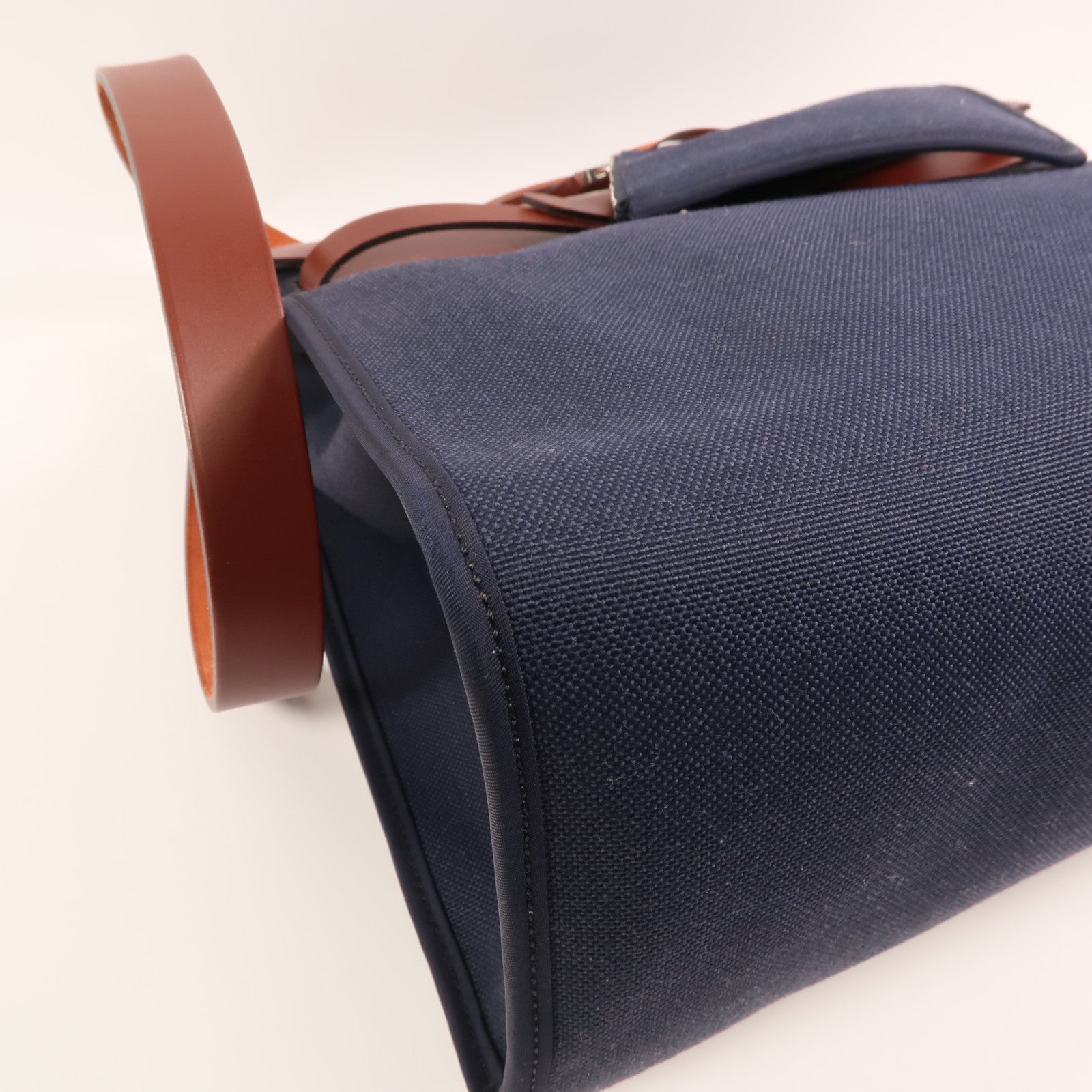 HERMES 帆布Herbag GM銀扣手挽肩背兩用袋