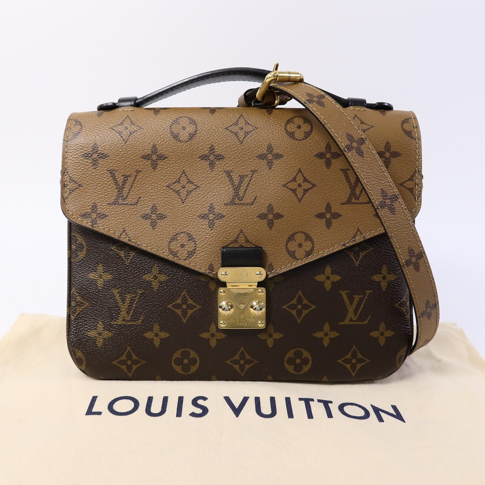 LOUIS VUITTON Monogram Reverse Pochette Metis手挽肩背兩用袋