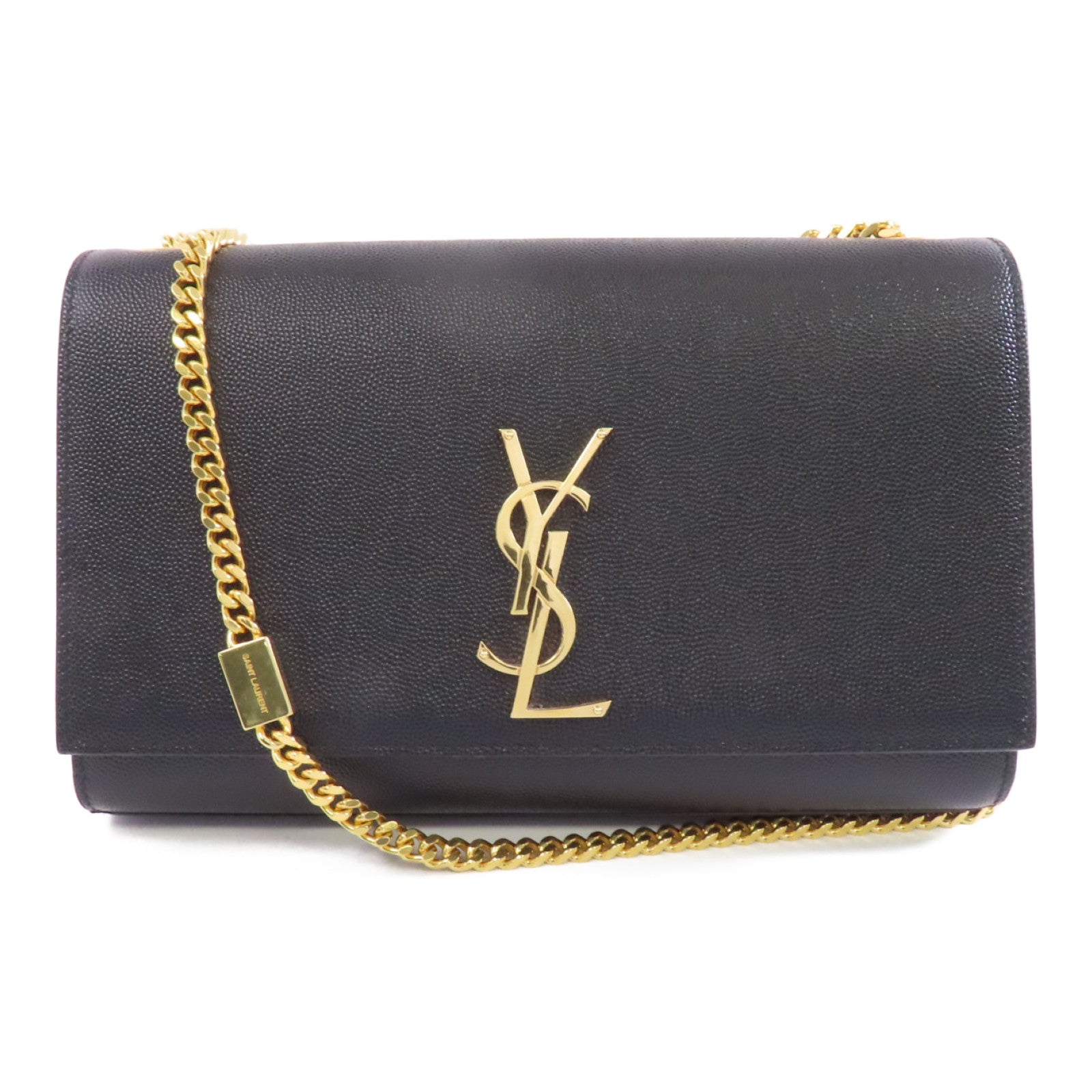 SAINT LAURENT 牛皮皮革Kate金扣鏈帶肩背袋黑色