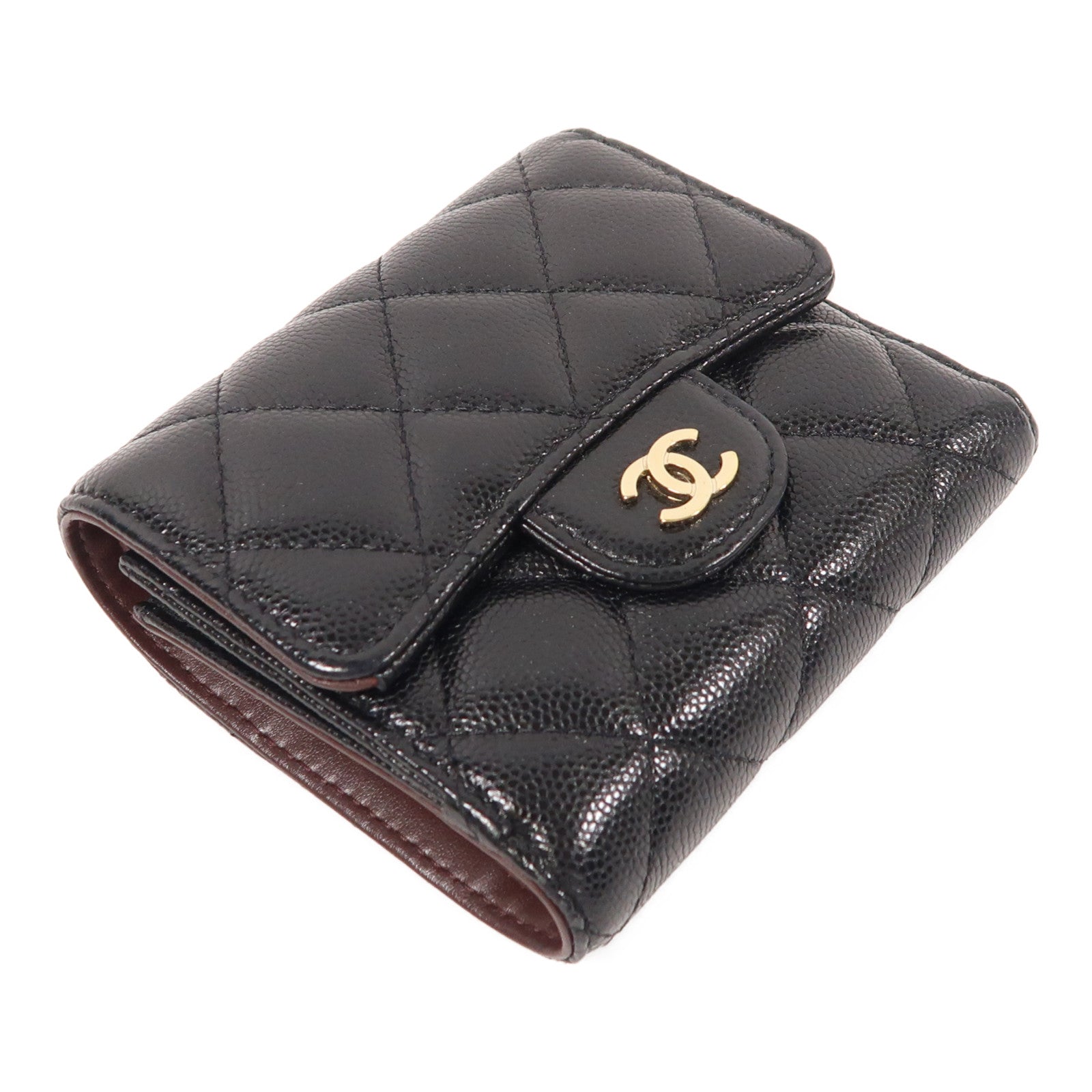 CHANEL 牛皮皮革Fold Wallet金扣錢包