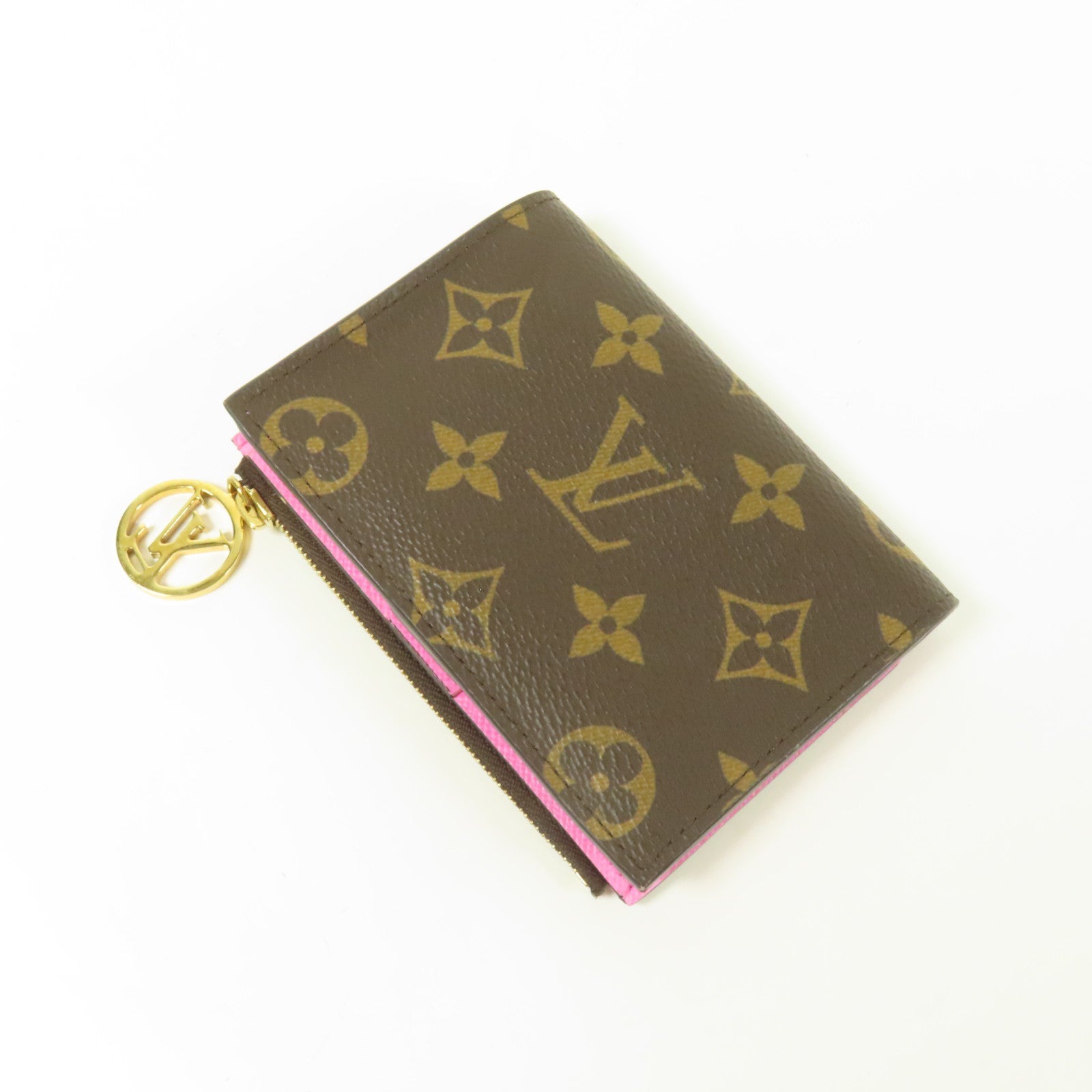 LOUIS VUITTON Monogram Lisa Wallet金扣錢包棕色/粉紅色
