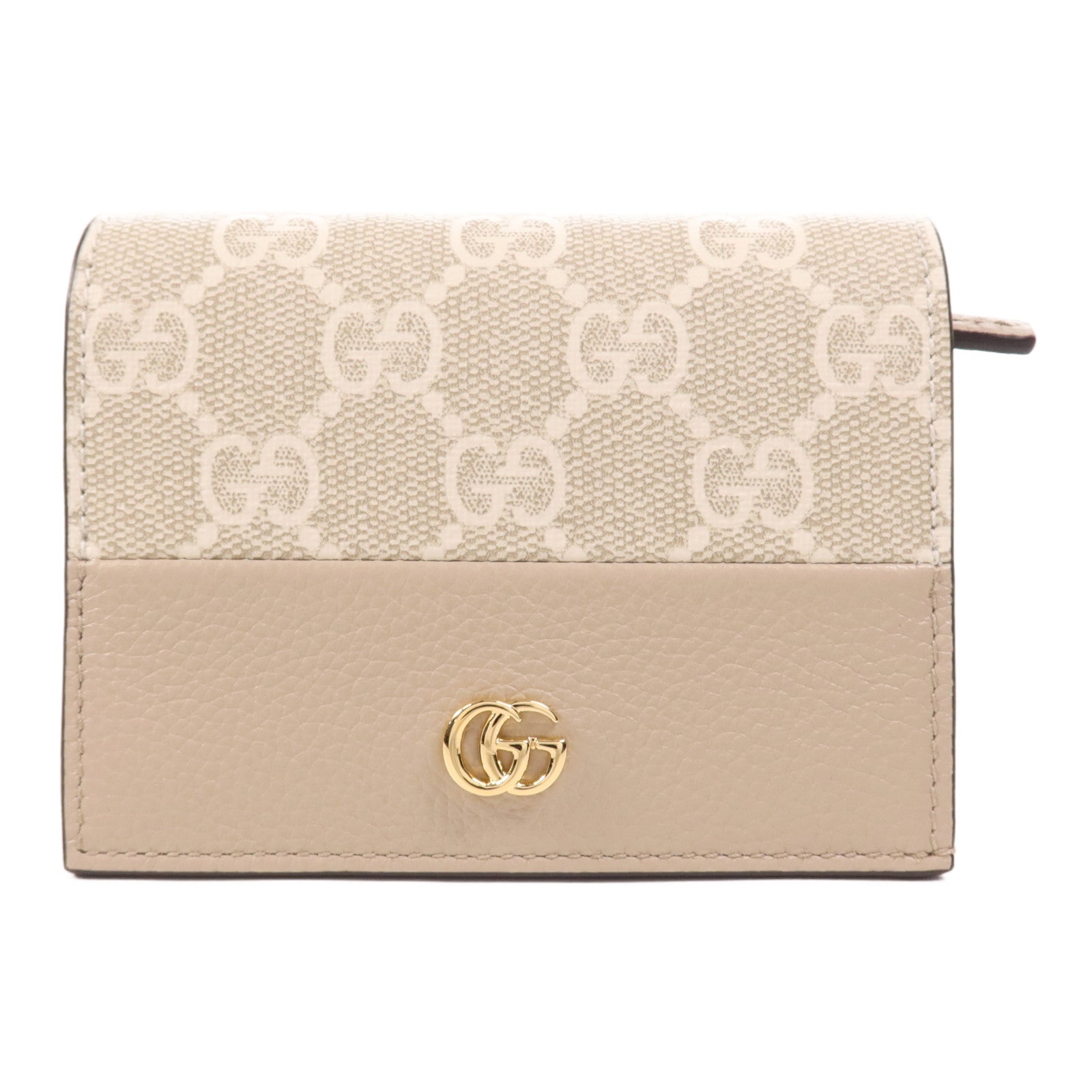 GUCCI 塗層帆布/牛皮皮革GG Marmont Wallet金扣錢包