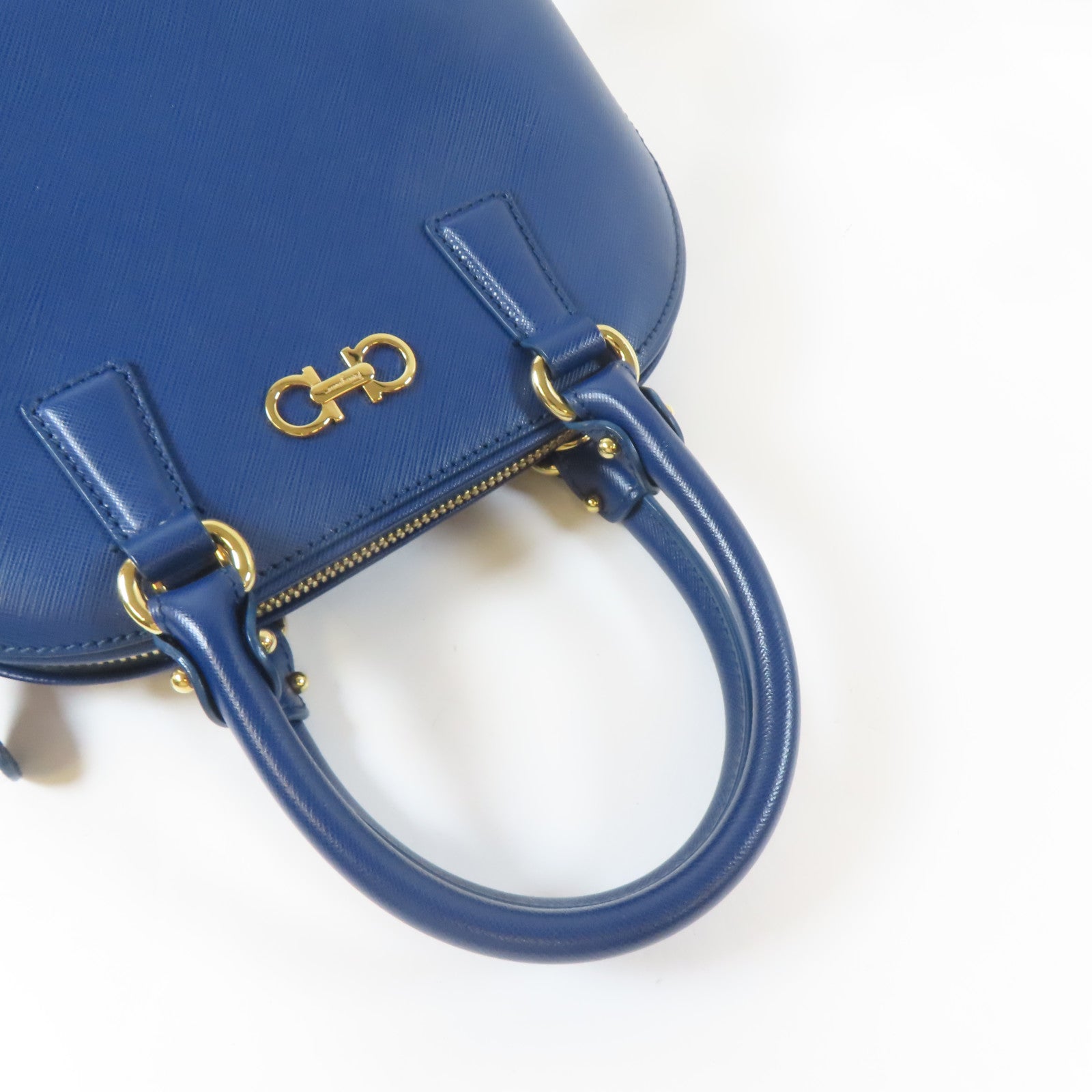 Salvatore Ferragamo 牛皮皮革2 Way Shoulder金扣手挽肩背兩用袋藍色