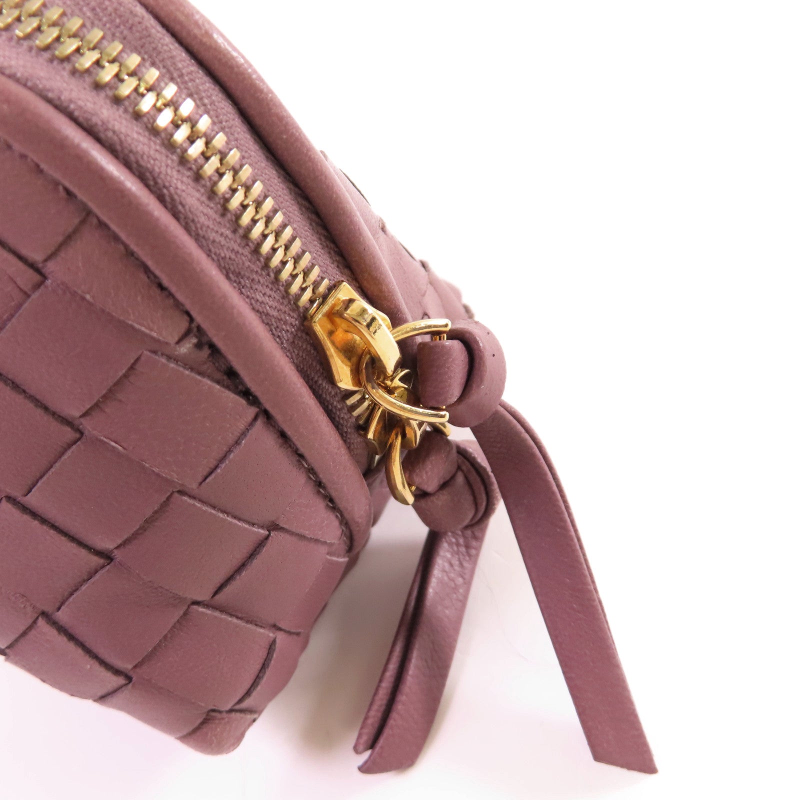 BOTTEGA VENETA 【激減優惠】織紋皮革Pouch金扣手拿包紫色
