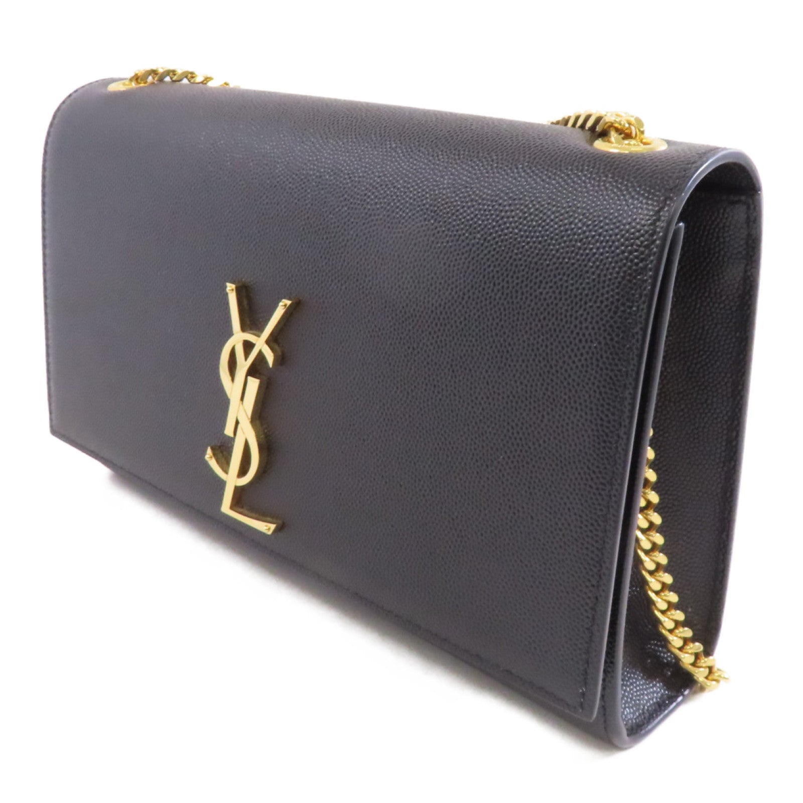 SAINT LAURENT 牛皮皮革Kate金扣鏈帶肩背袋黑色