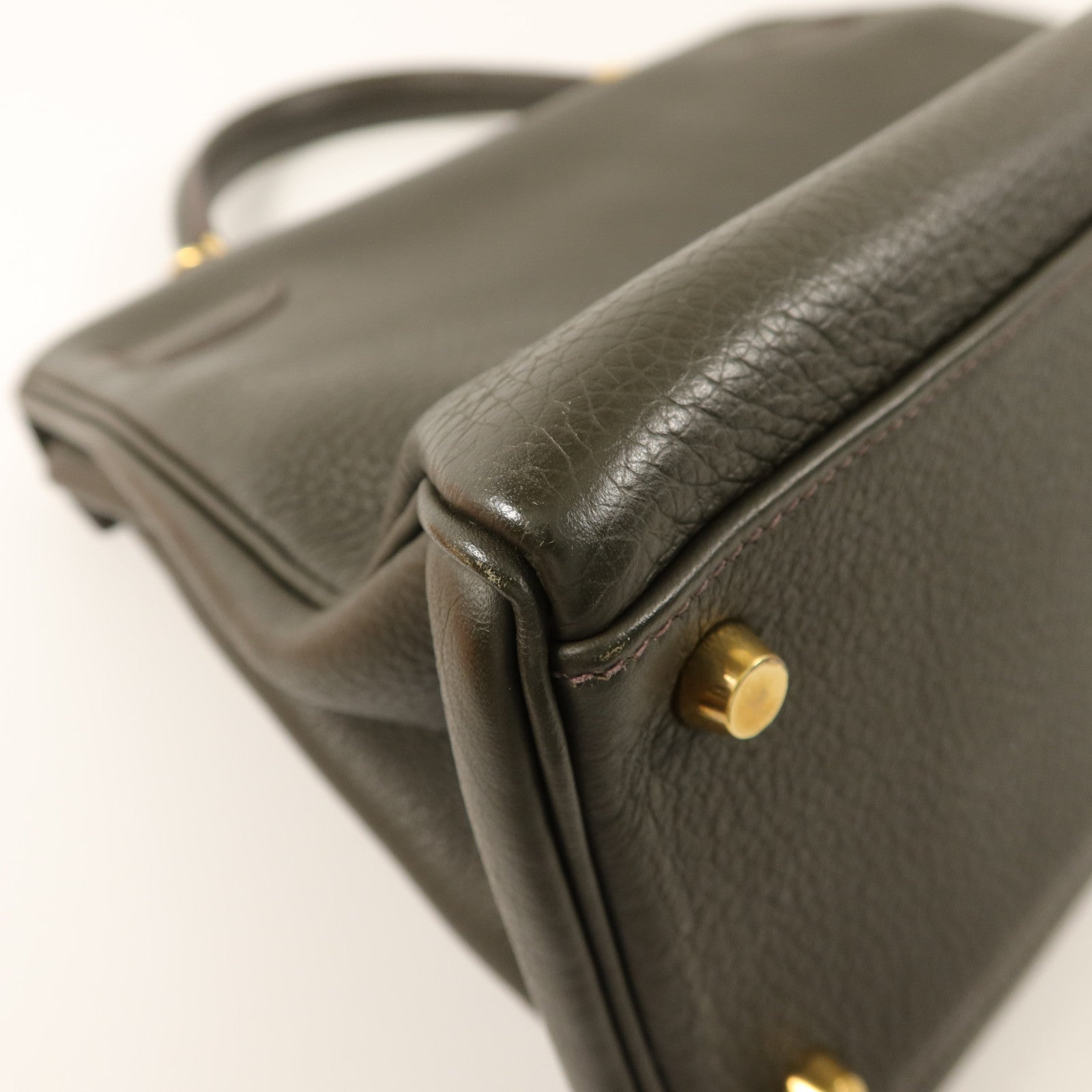 HERMES Clemence皮革Kelly 32手挽袋Vert de Gris