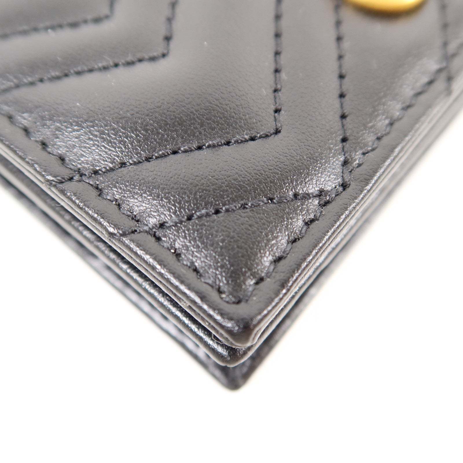 GUCCI Chevron皮革GG Marmont Small Wallet金扣錢包