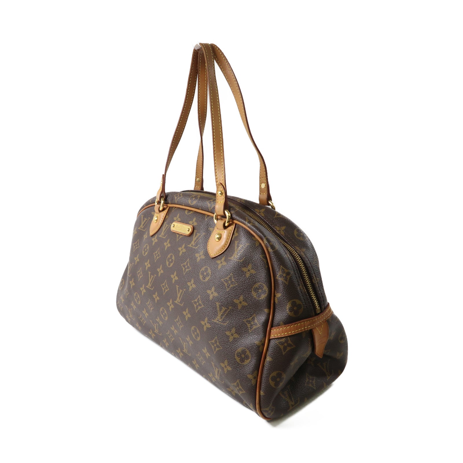 LOUIS VUITTON Monogram Montorgueil GM金扣肩背袋棕色