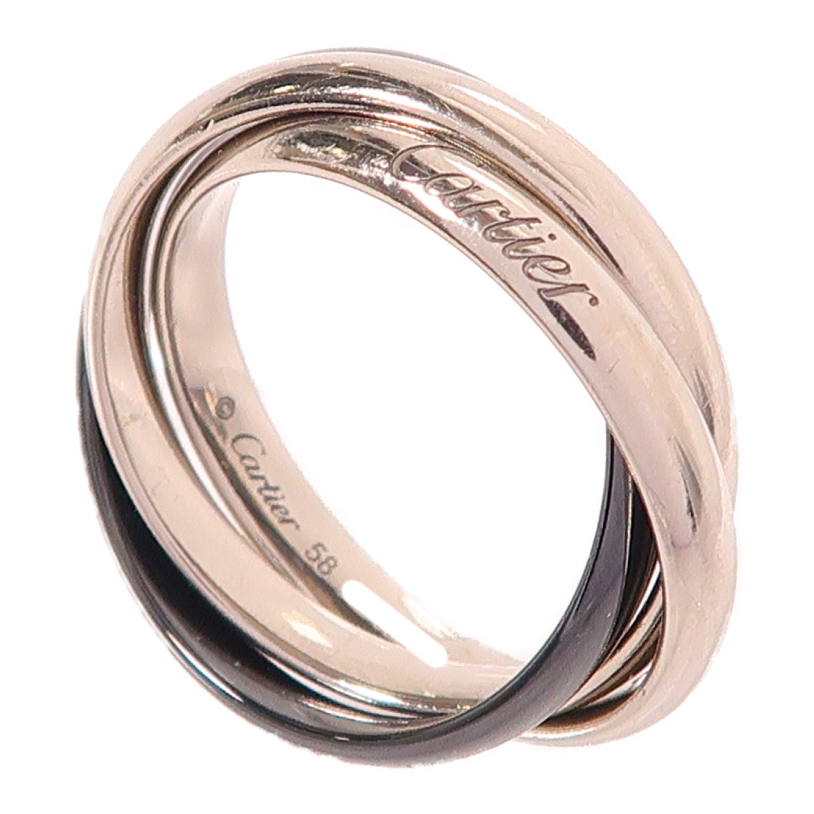 CARTIER 18K白金/陶瓷Trinity戒指US#7.25