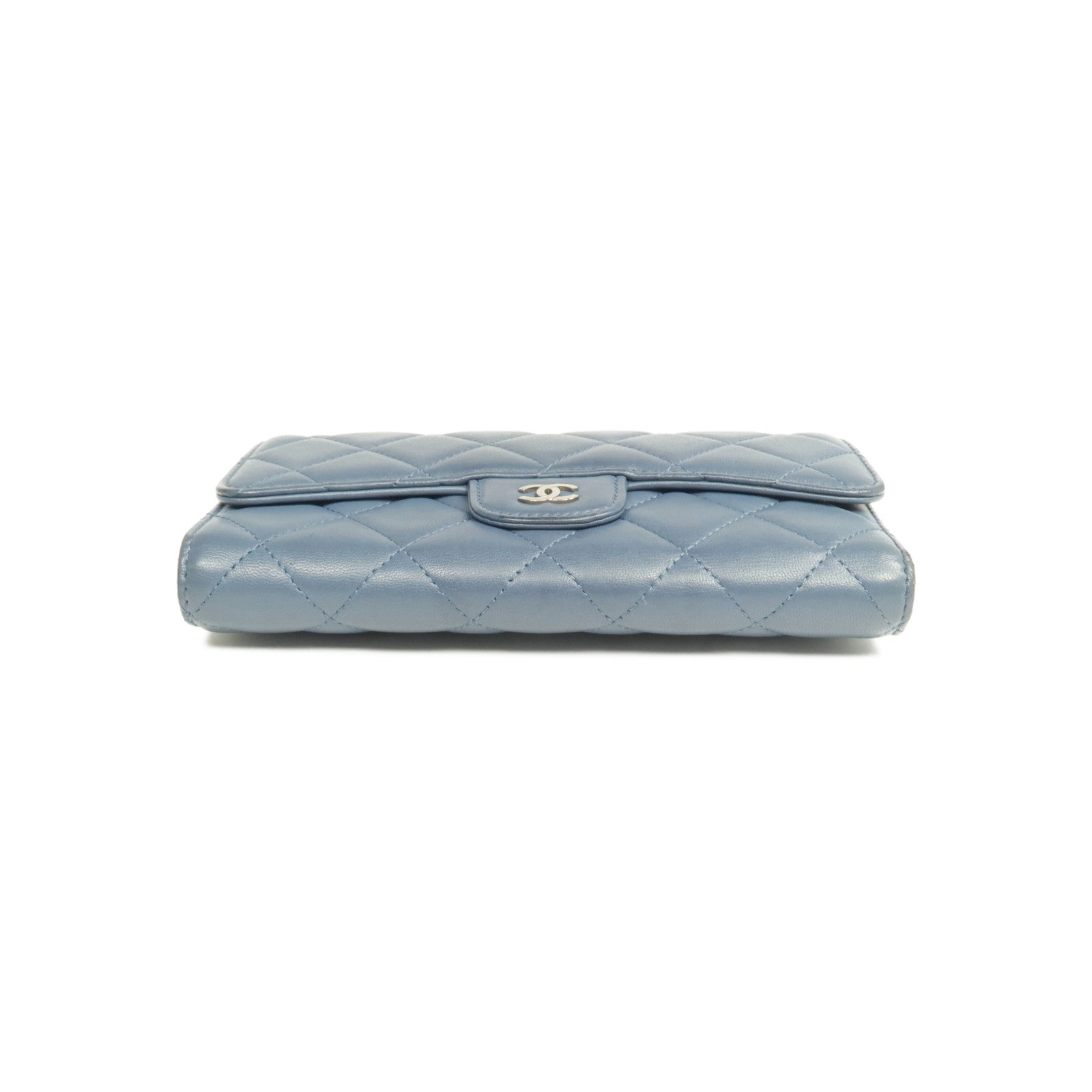 CHANEL 羊皮皮革Long Wallet銀扣長錢包