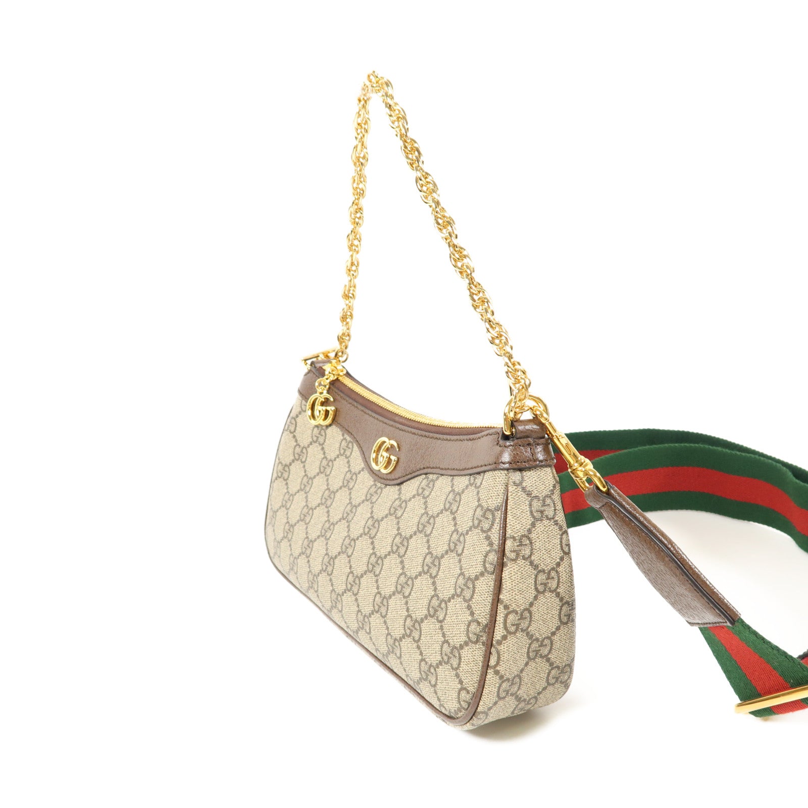 GUCCI GG GHW Ophidia Small 2 Way Shoulder Bag 735132 Coated Canvas Brown