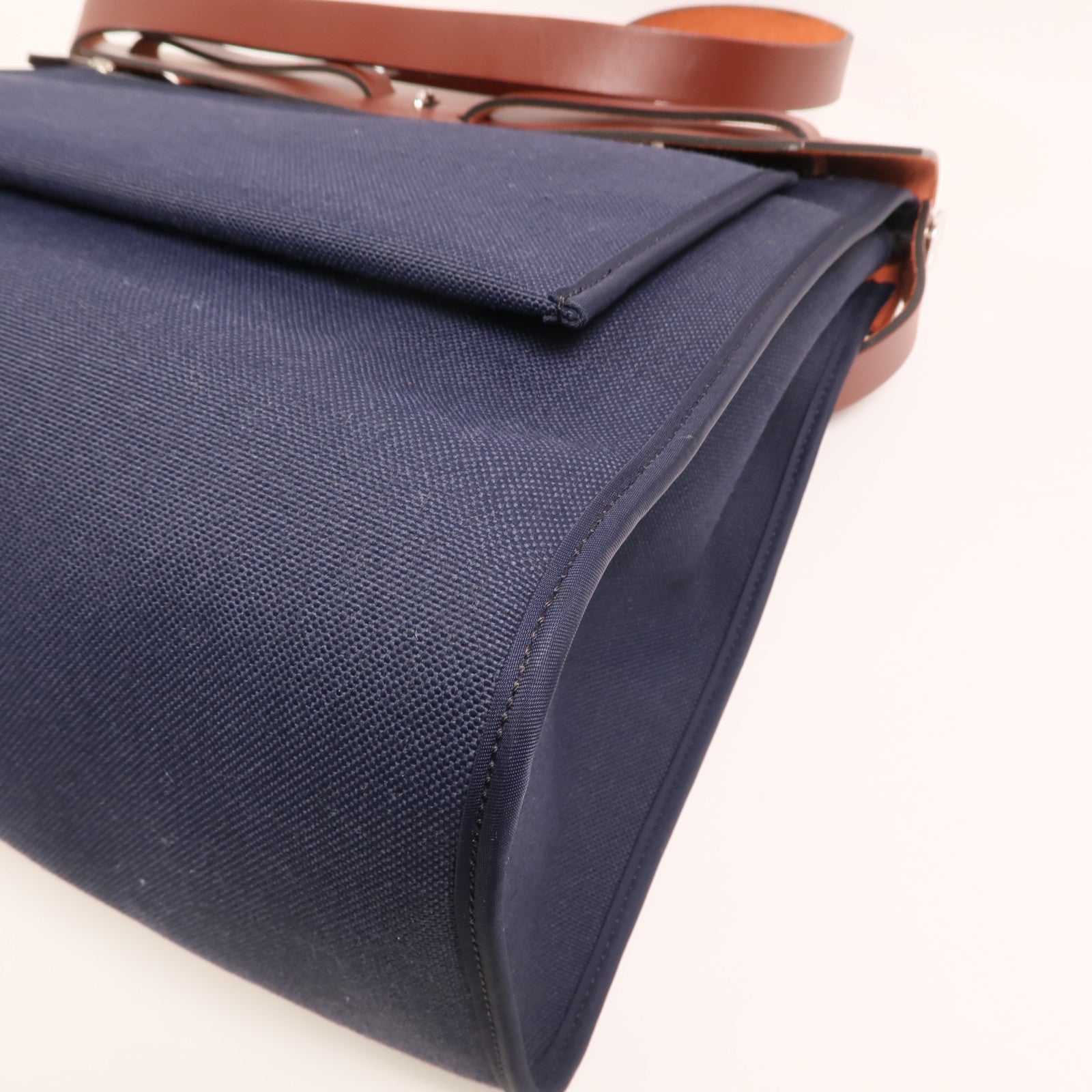 HERMES 帆布Herbag GM銀扣手挽肩背兩用袋