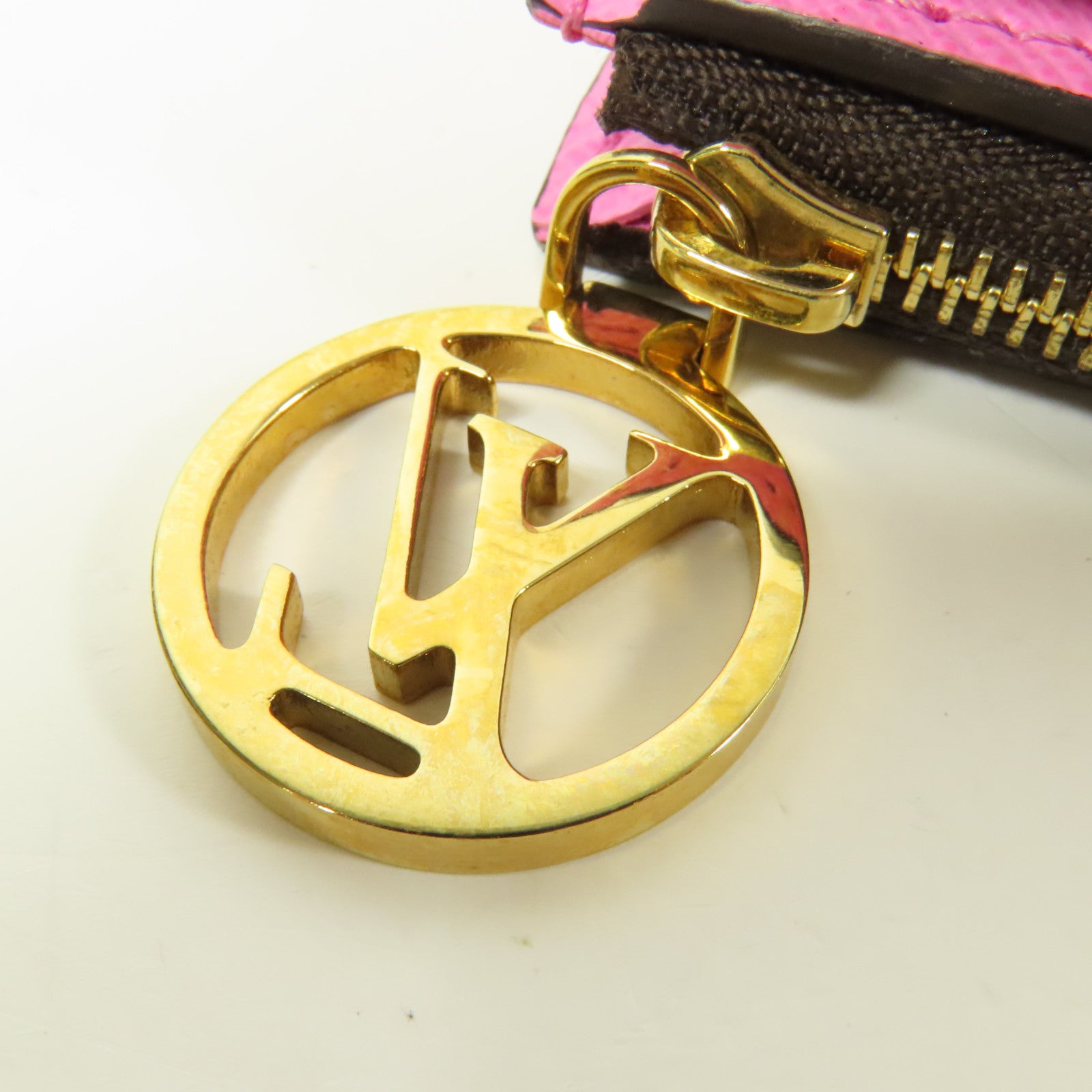 LOUIS VUITTON Monogram Lisa Wallet金扣錢包棕色/粉紅色