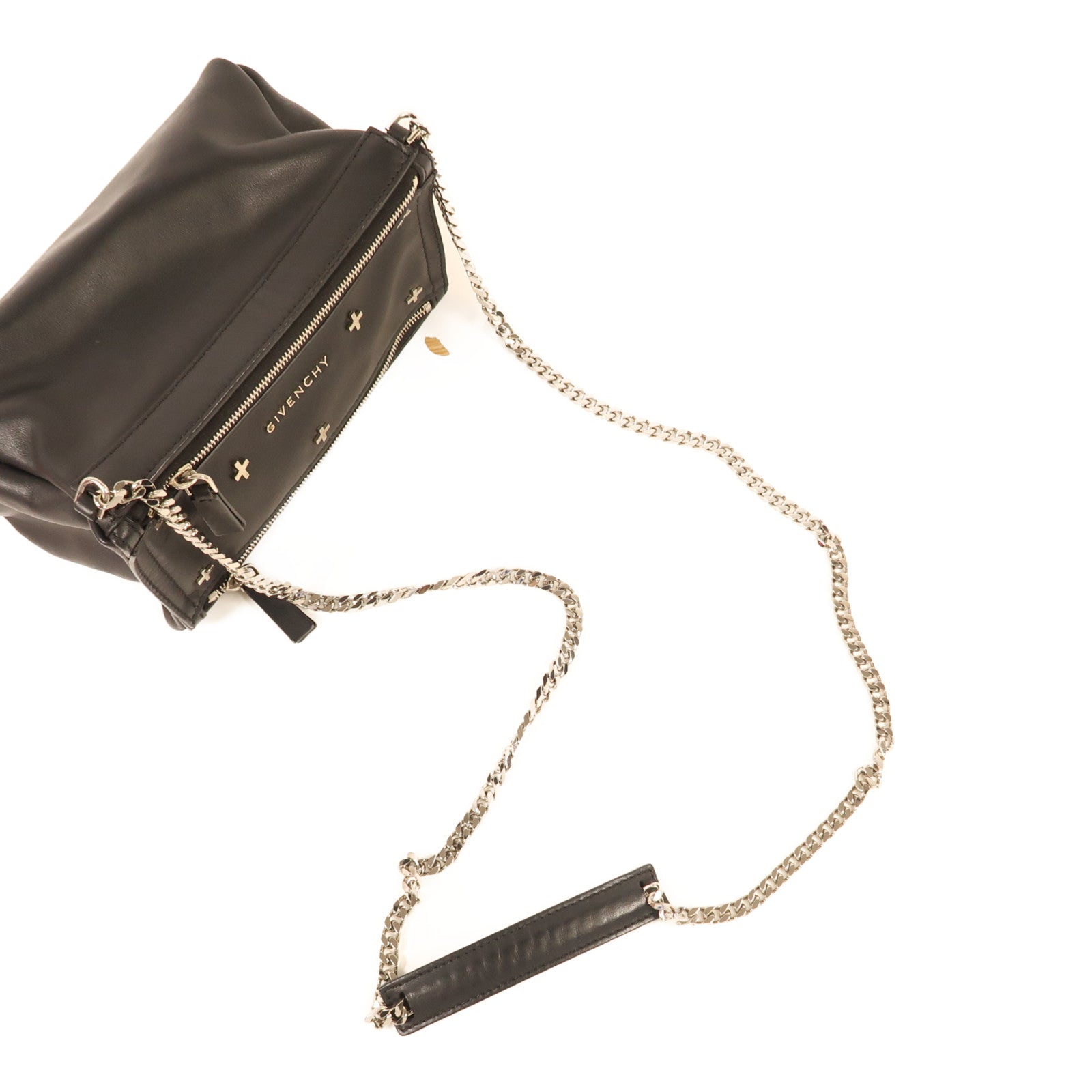 GIVENCHY 牛皮皮革Pandora銀扣鏈帶肩背袋