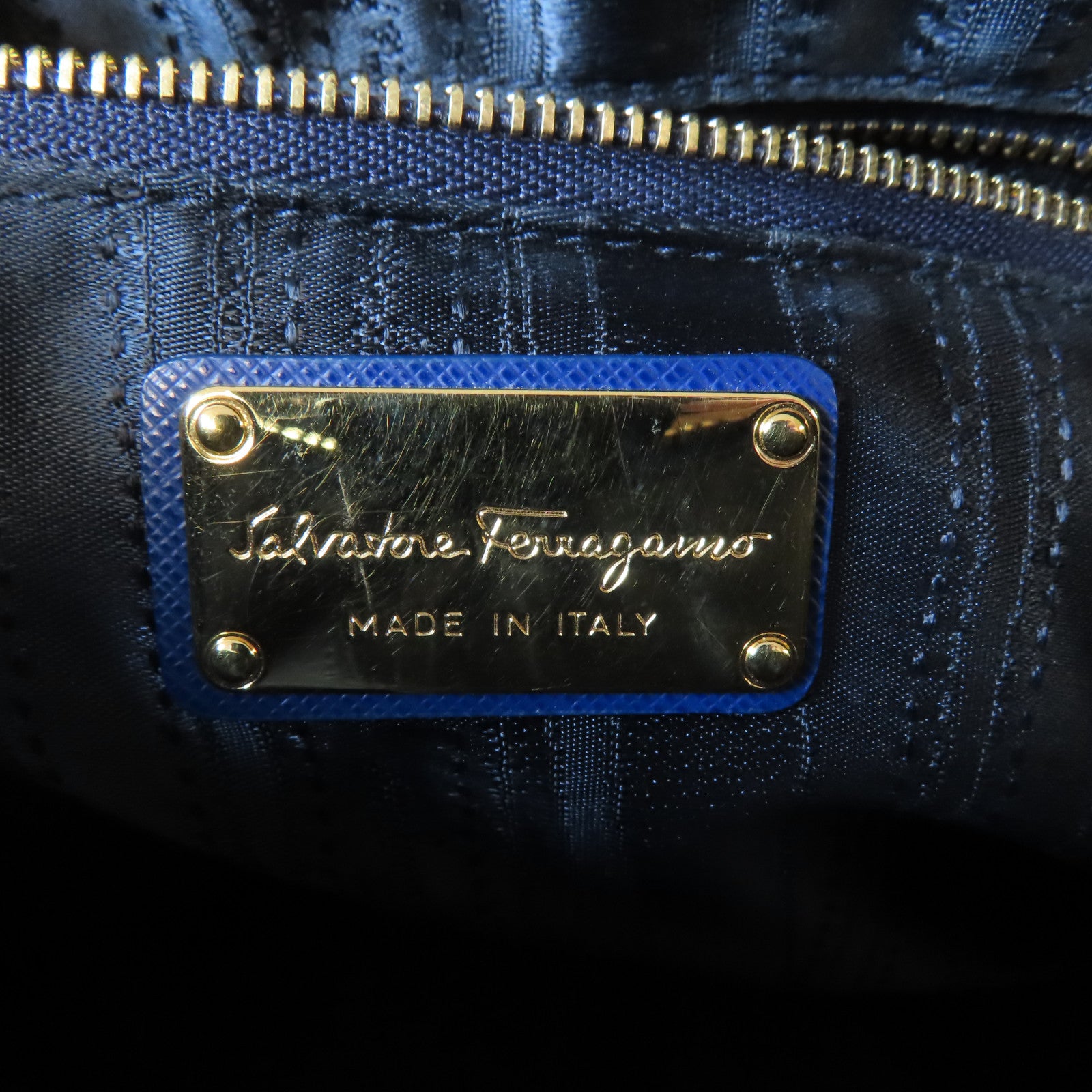 Salvatore Ferragamo 牛皮皮革2 Way Shoulder金扣手挽肩背兩用袋藍色