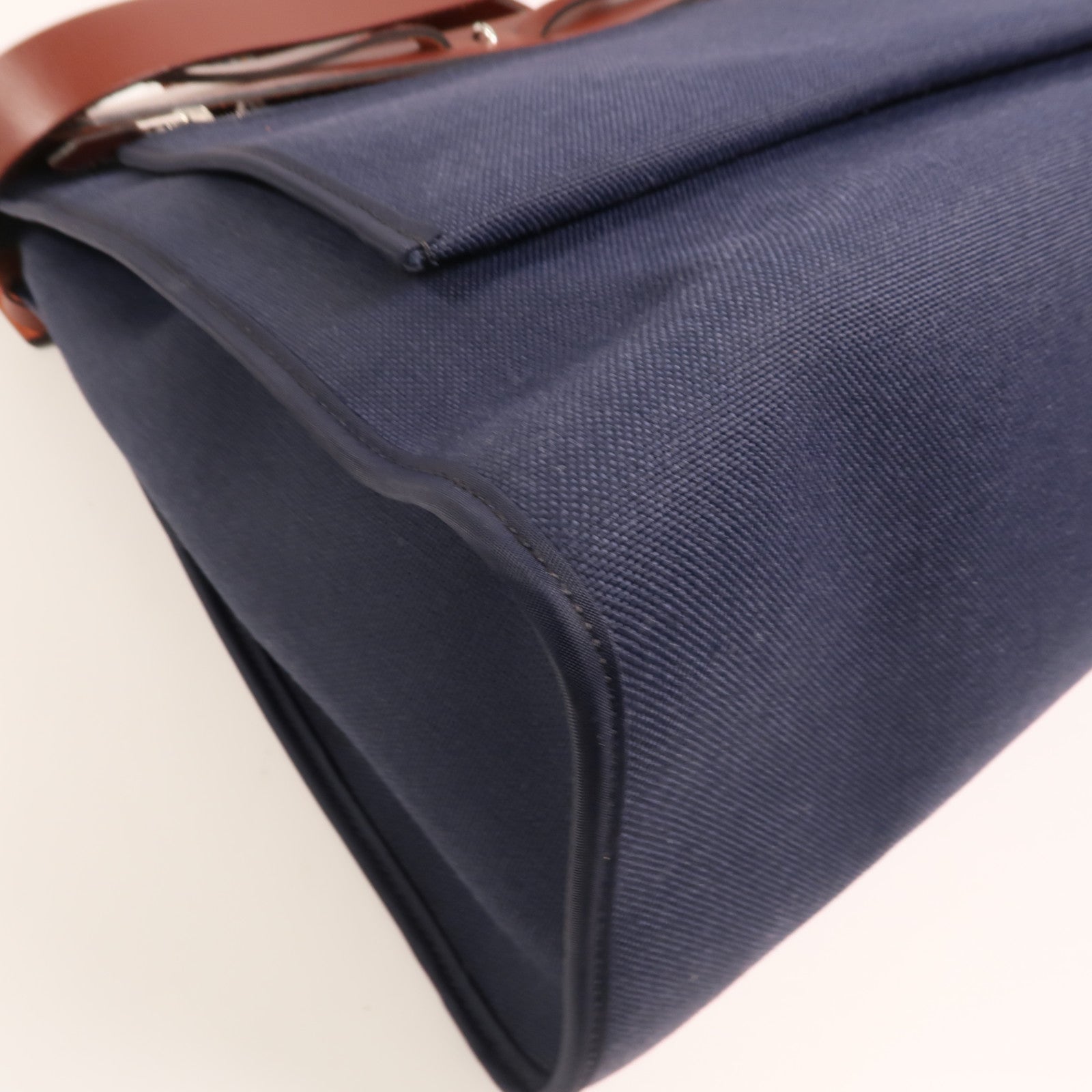 HERMES 帆布Herbag GM銀扣手挽肩背兩用袋