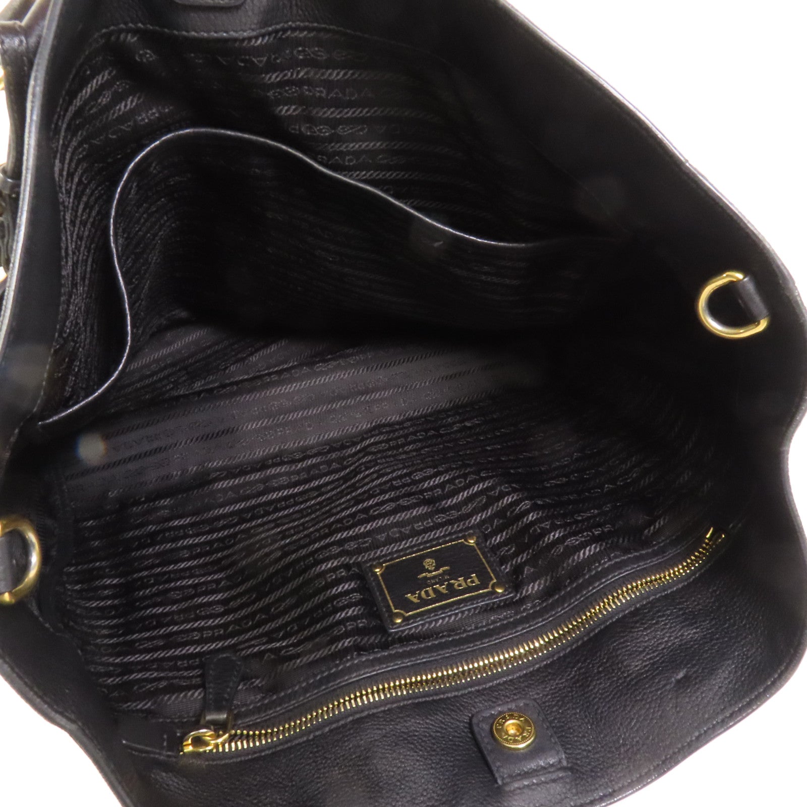 PRADA 牛皮皮革Shoulder Bag金扣手挽肩背兩用袋