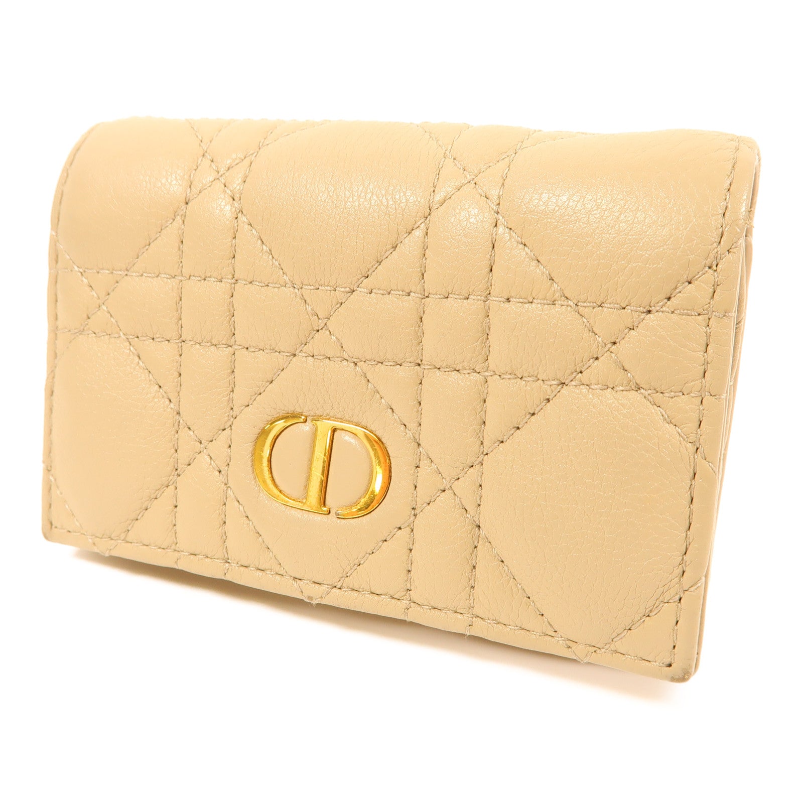 Dior CD GHW Wallet Lambskin Leather Beige