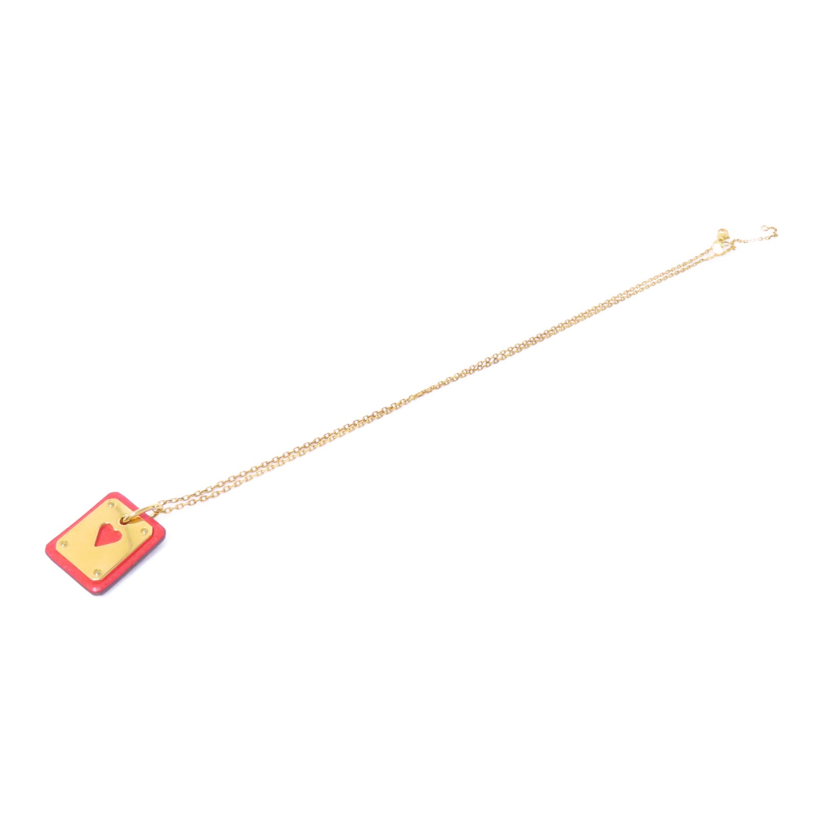 HERMES 【激減優惠】金屬/皮革Necklace項鍊紅色/金色