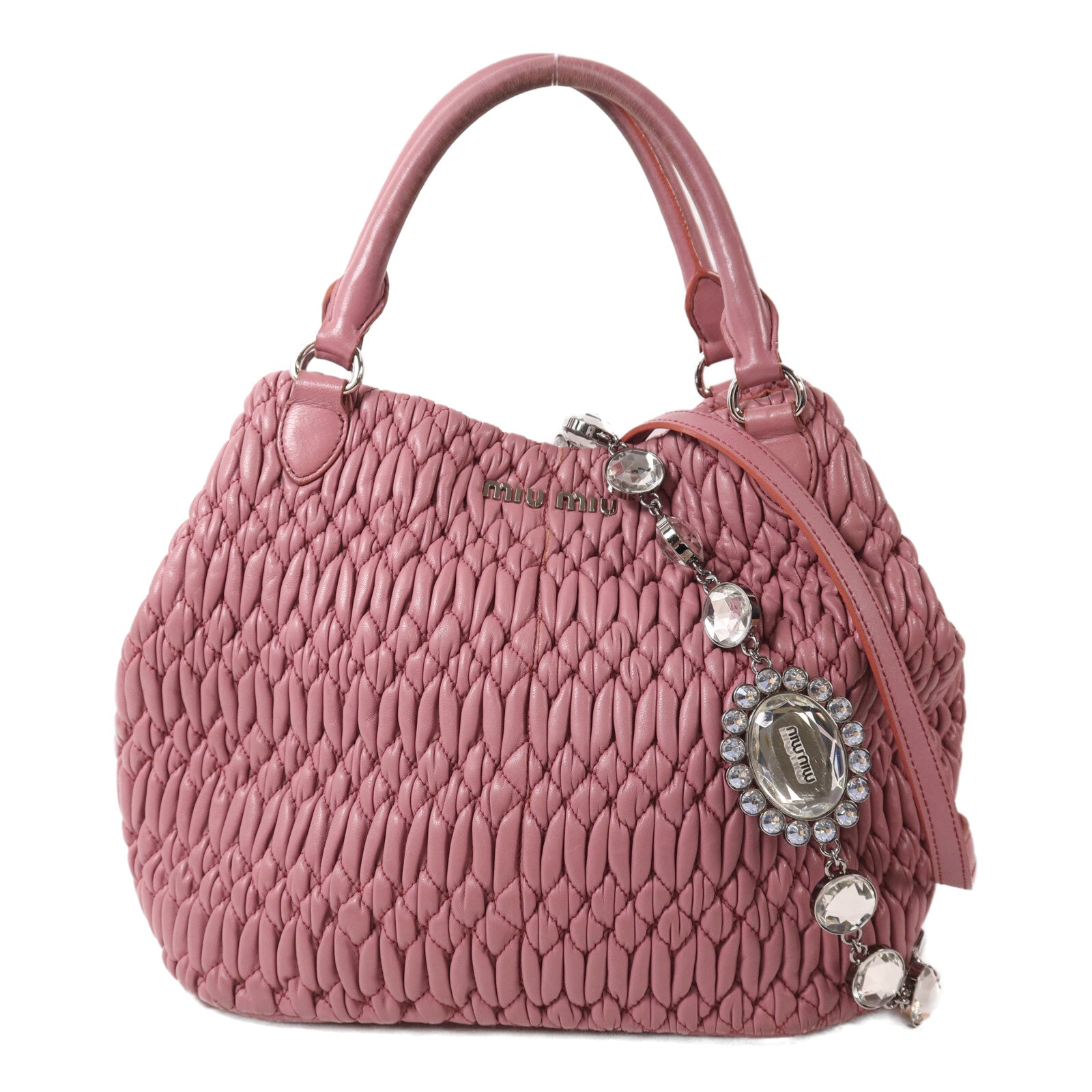 Miu Miu 羊皮皮革Shoulder Bag銀扣手挽肩背兩用袋