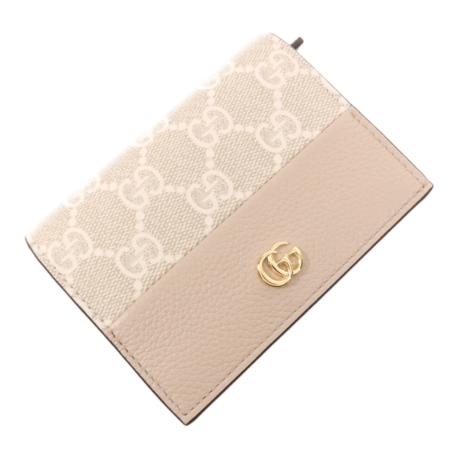 GUCCI 塗層帆布/牛皮皮革GG Marmont Wallet金扣錢包