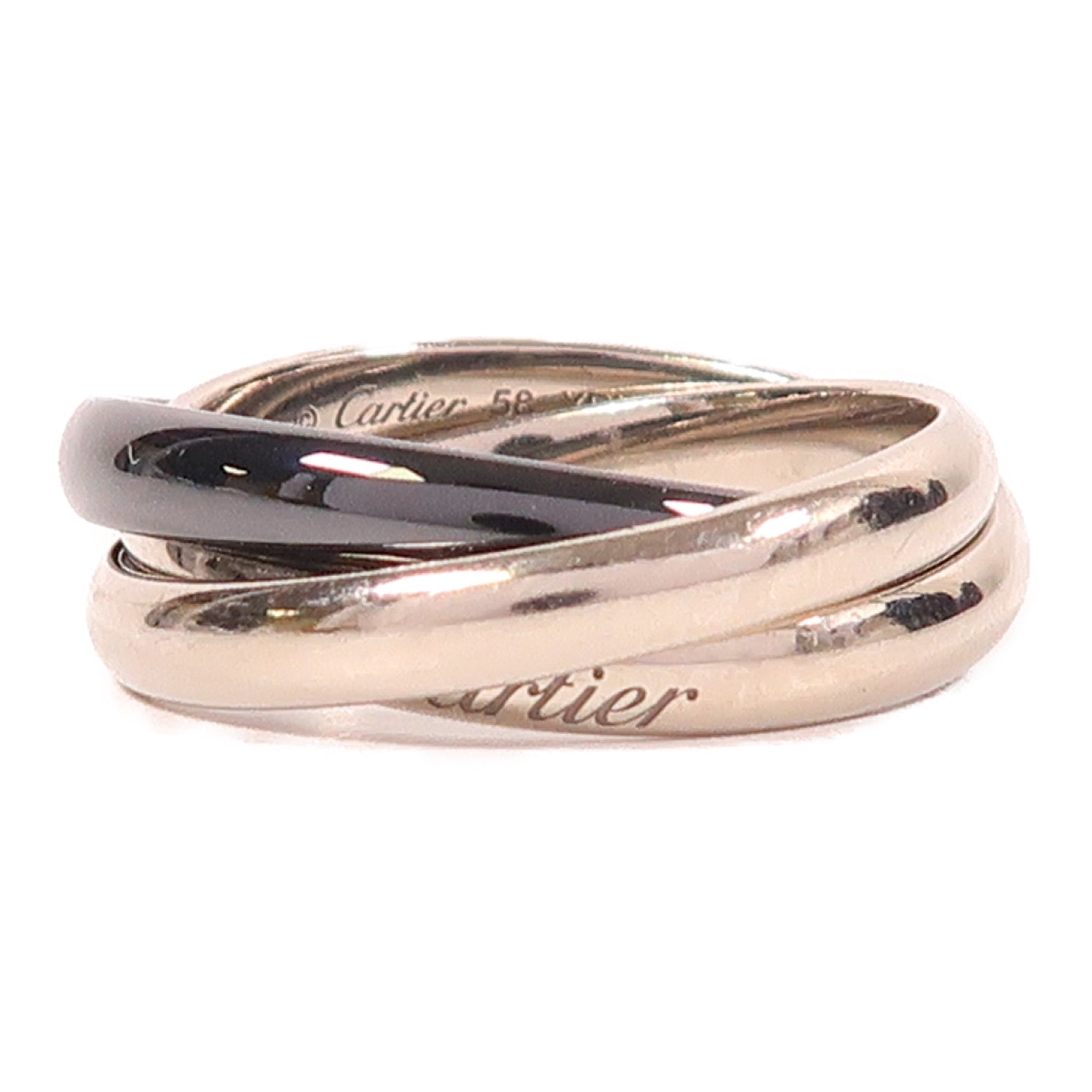 CARTIER 18K白金/陶瓷Trinity戒指US#7.25