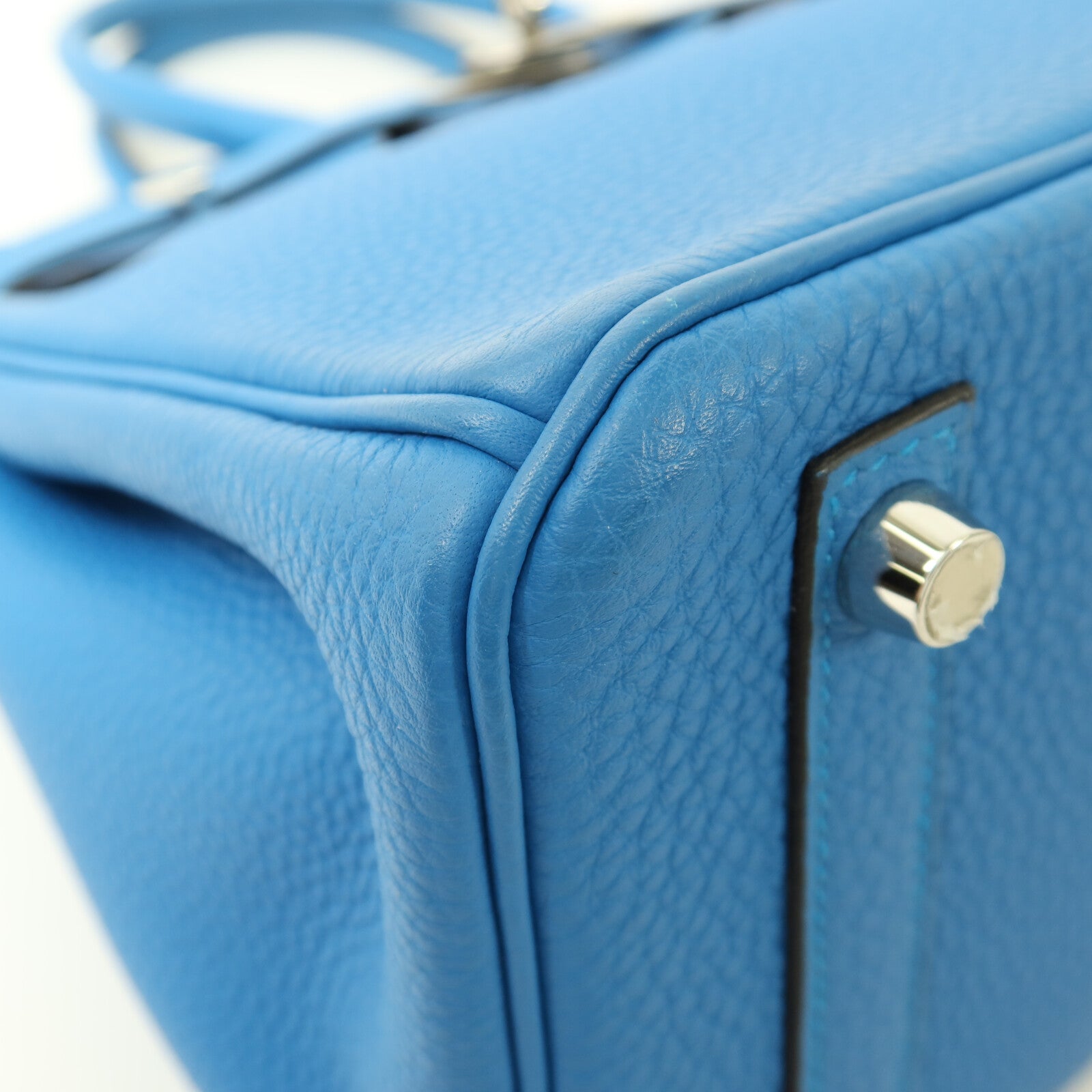 HERMES Togo皮革Birkin 25銀扣手挽袋Blue Zanziar