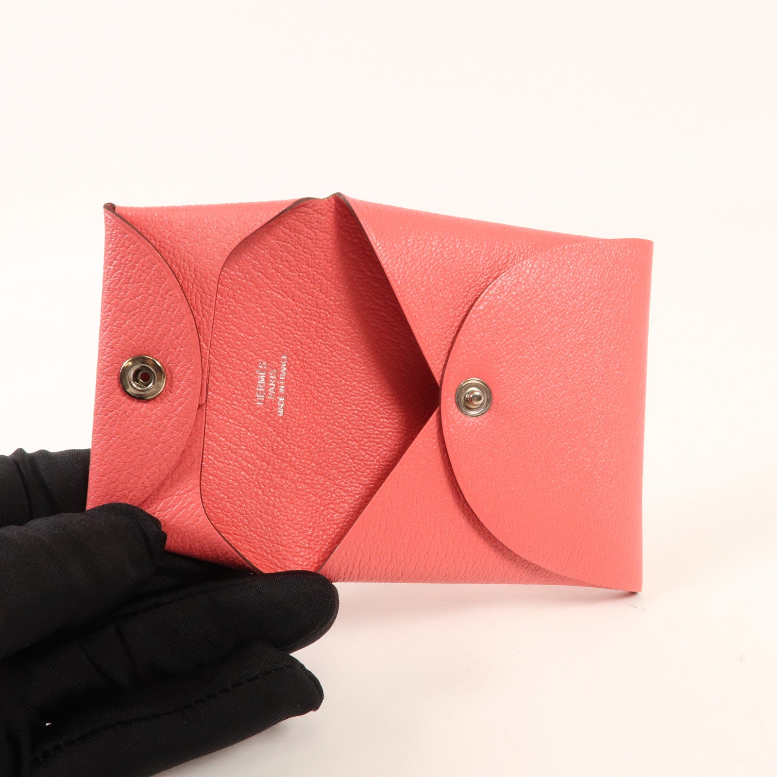 HERMES Chevre皮革Bastia錢包Pink
