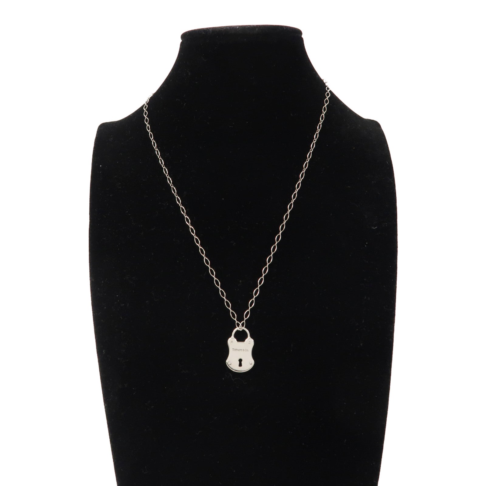 TIFFANY＆CO 925純銀Emblem Lock Pendant Necklace項鍊